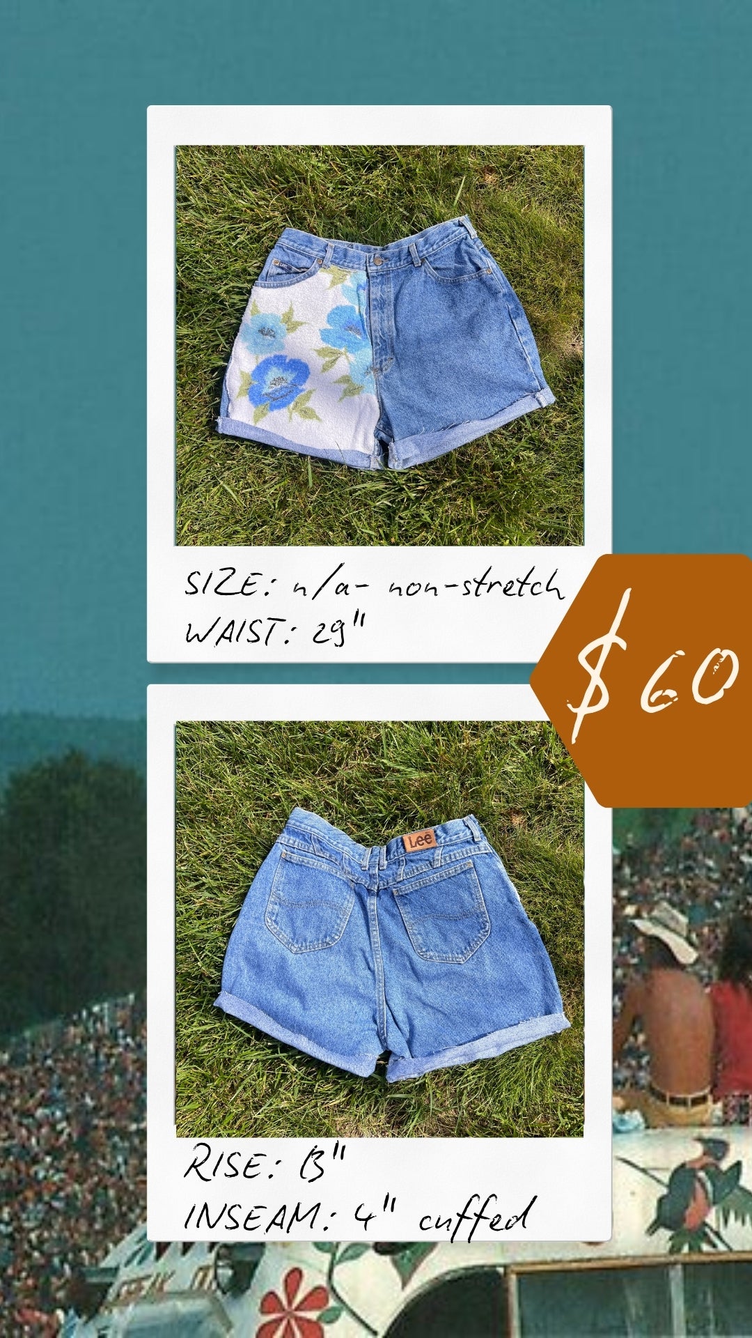 Reworked Floral Towel Shorts - 29"