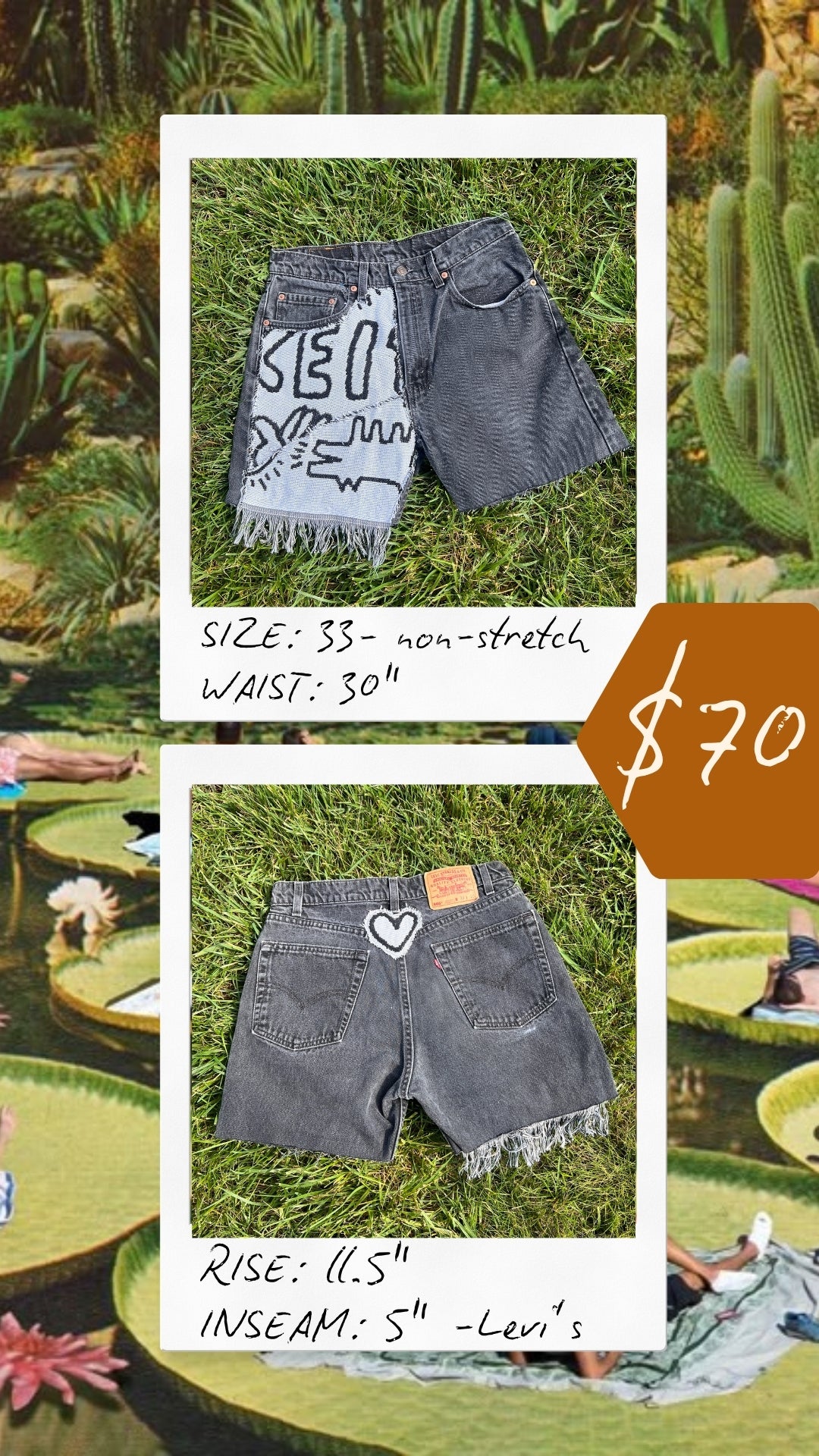 Reworked Keith Haring Shorts - 30"