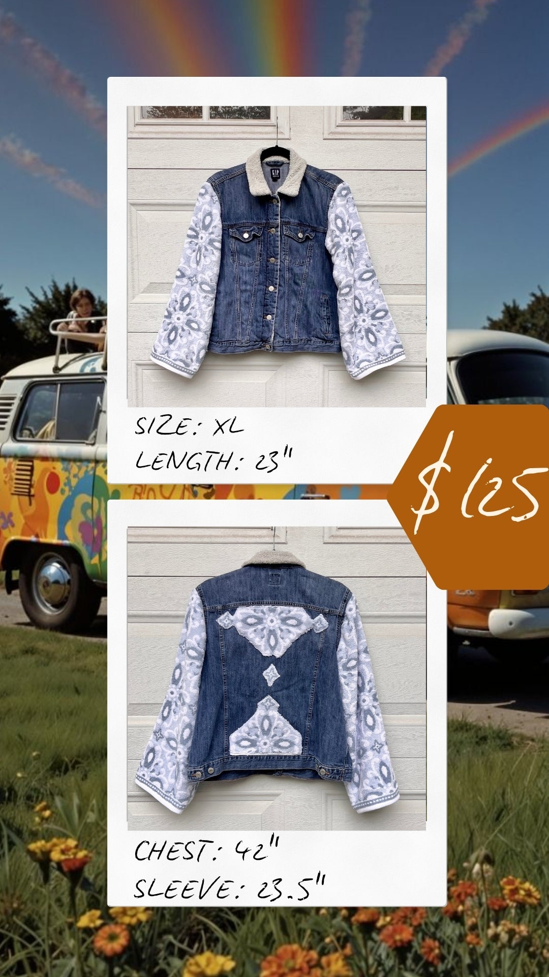 Towel Patchwork Sherpa Denim Jacket - XL