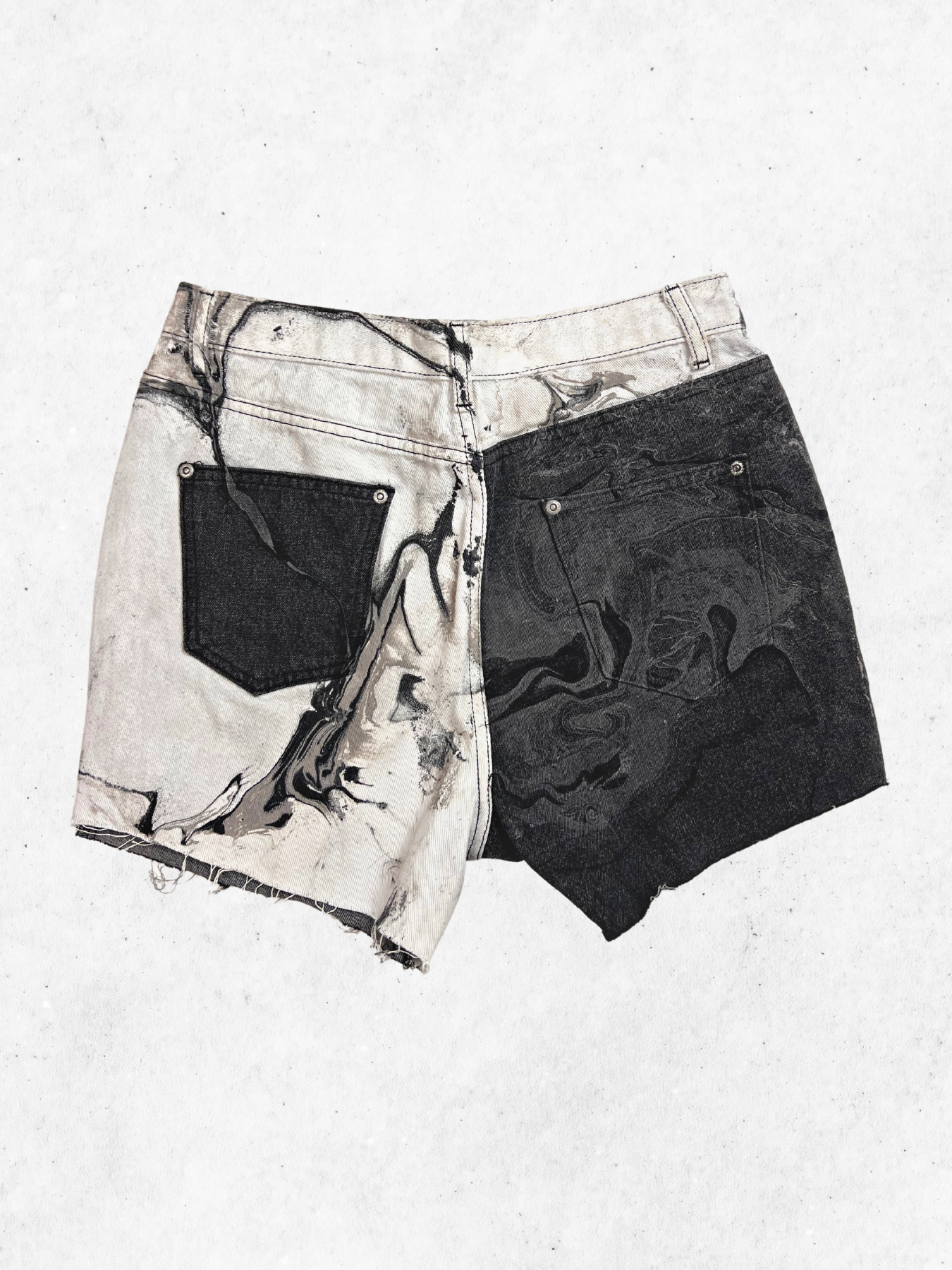 The Marbled Two Tone Denim Shorts - 29"