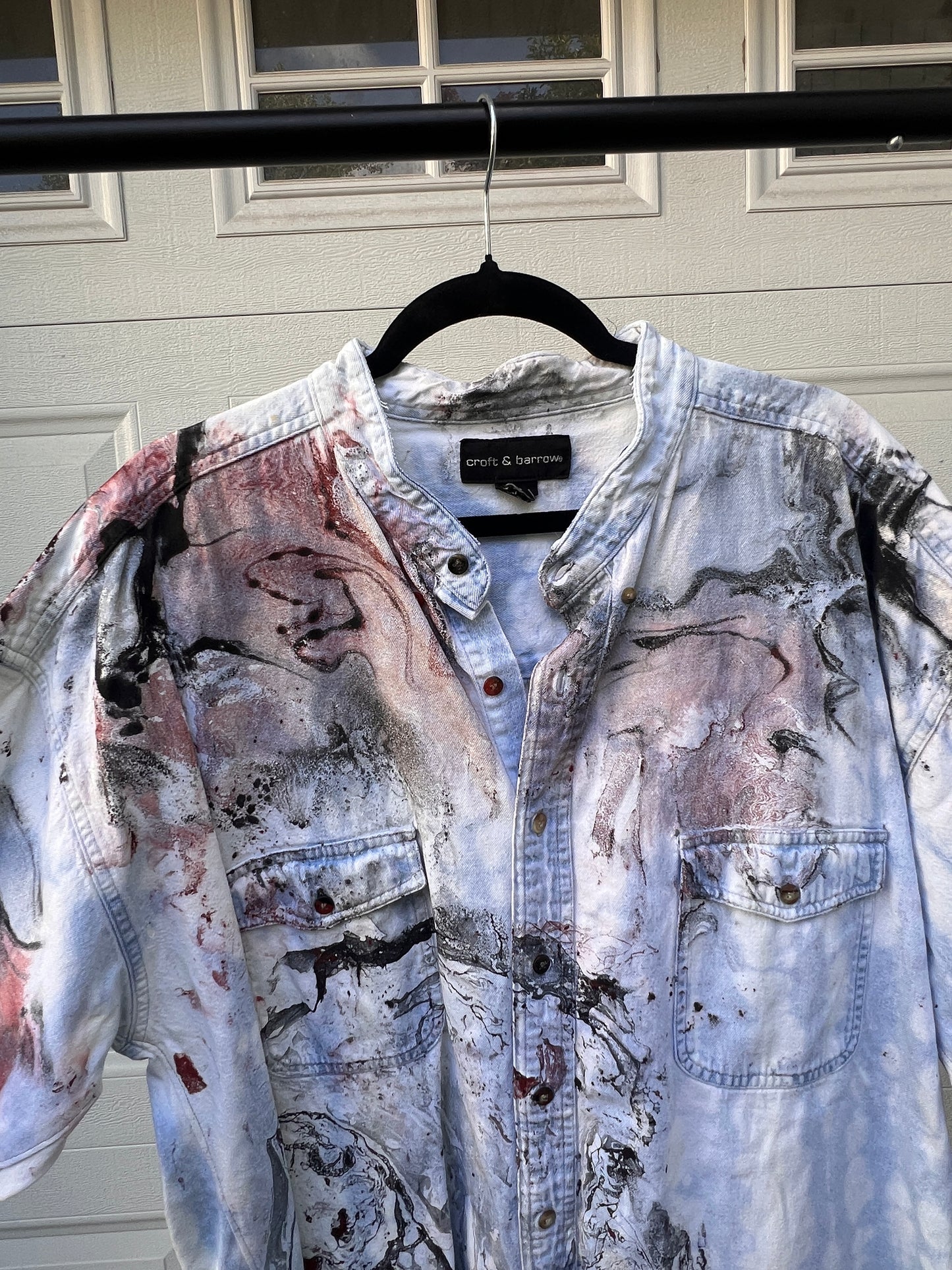 Bleached & Marbled Denim Shirt - XXL