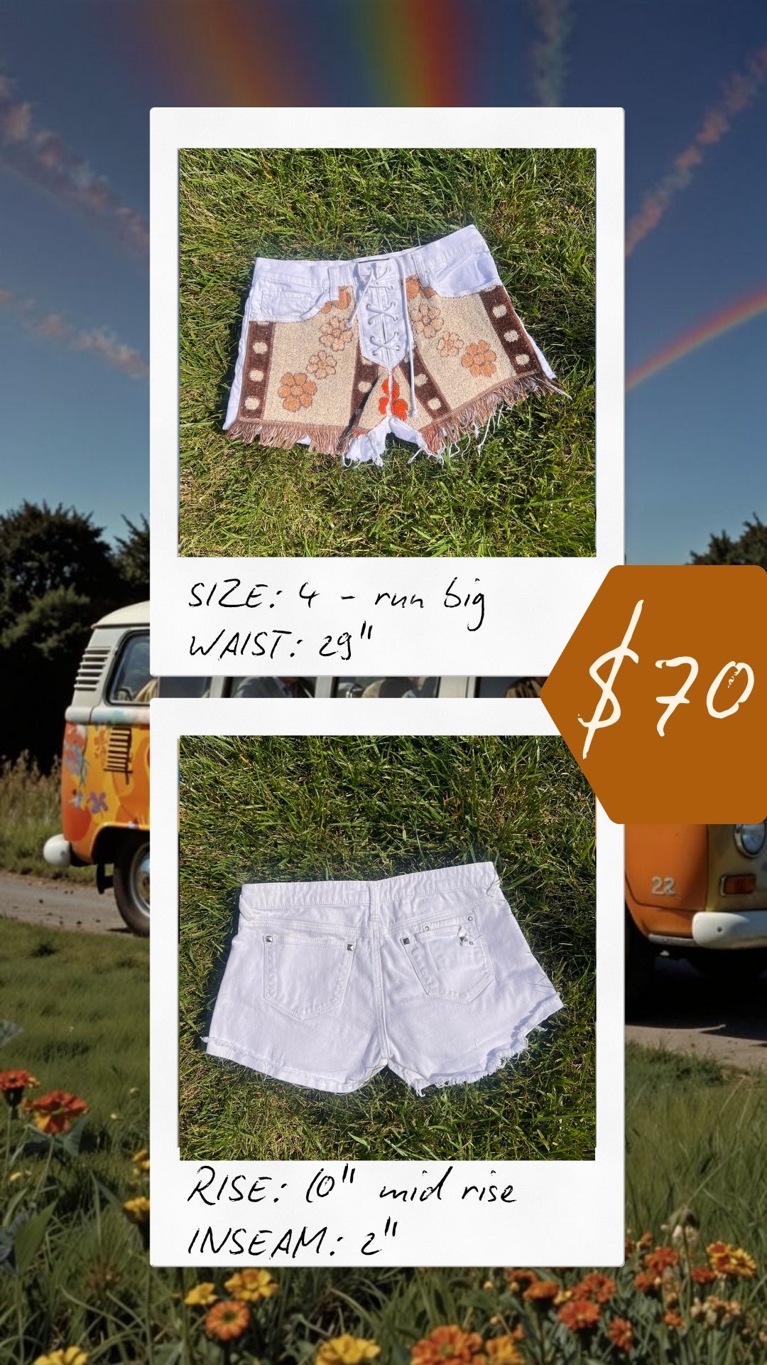Reworked Floral Towel Shorts - Size 4