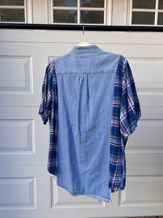 Plaid & Denim Remix Shirt - XL