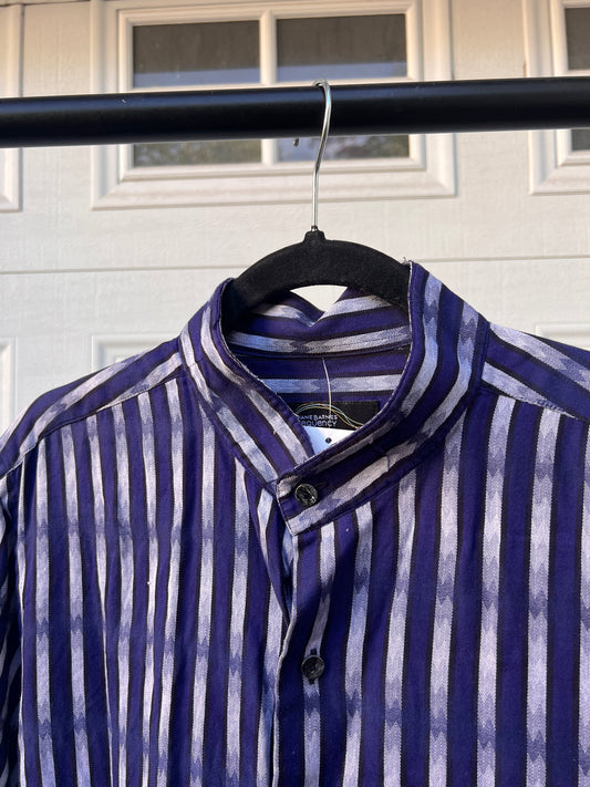 Reworked Boho Striped Button Down - L