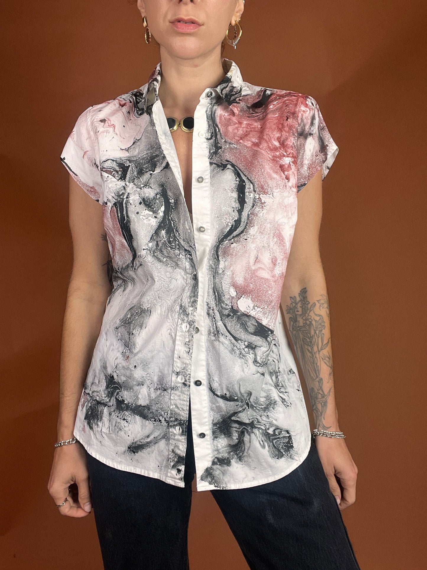Marble S/S Button Down - M