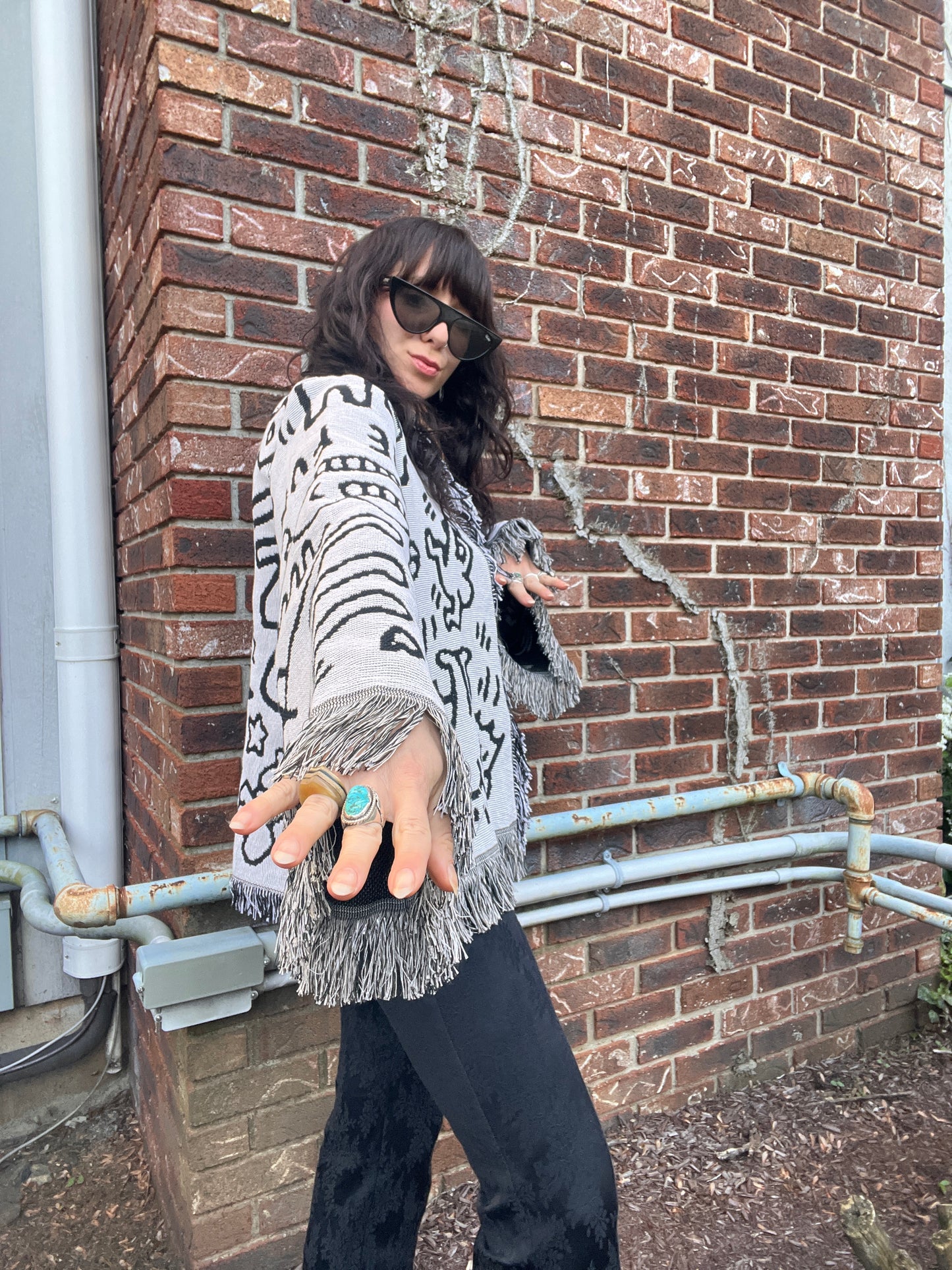 Keith Haring Fringe Blanket Cardigan - L/XL