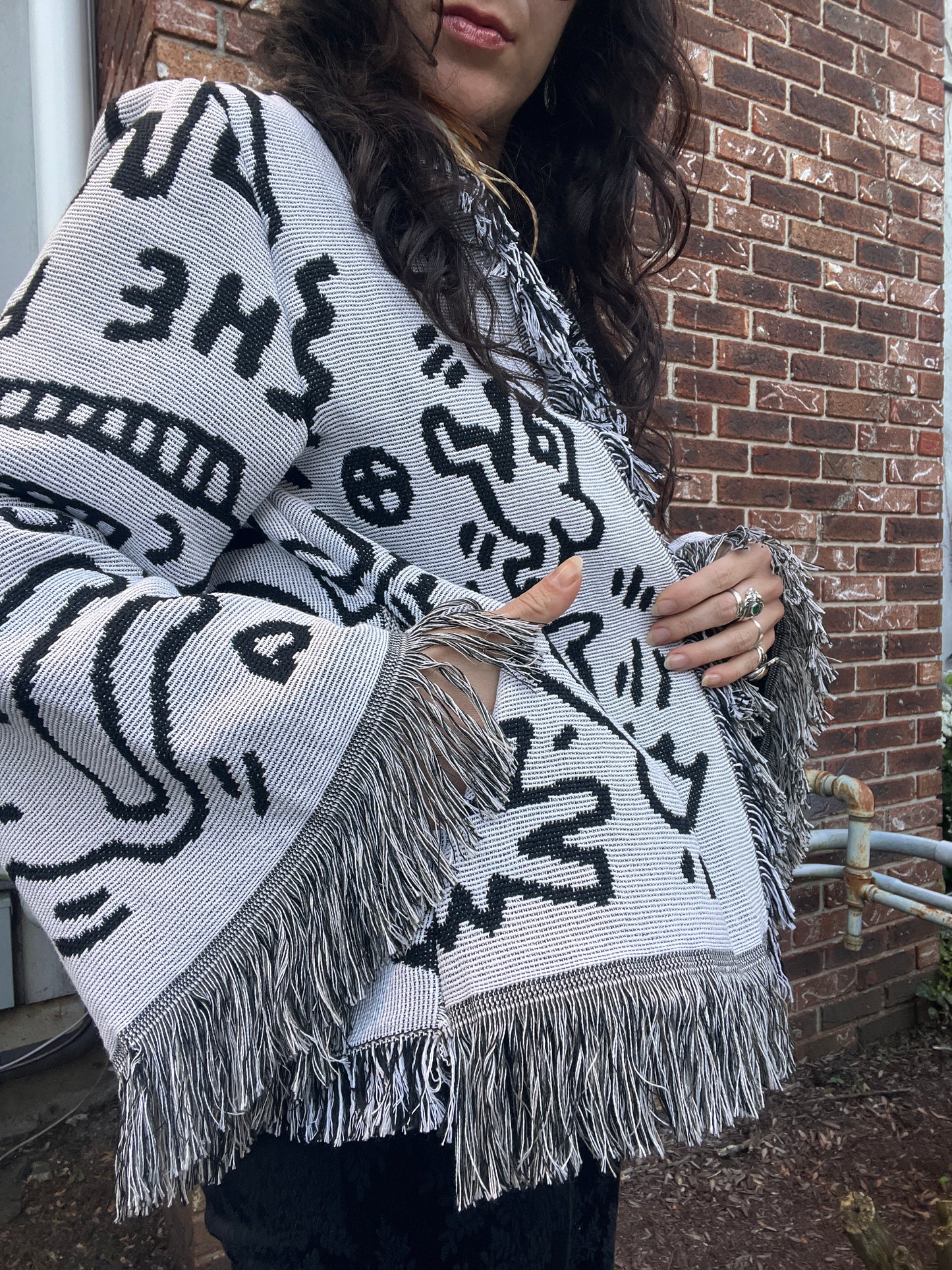 Keith Haring Fringe Blanket Cardigan - L/XL