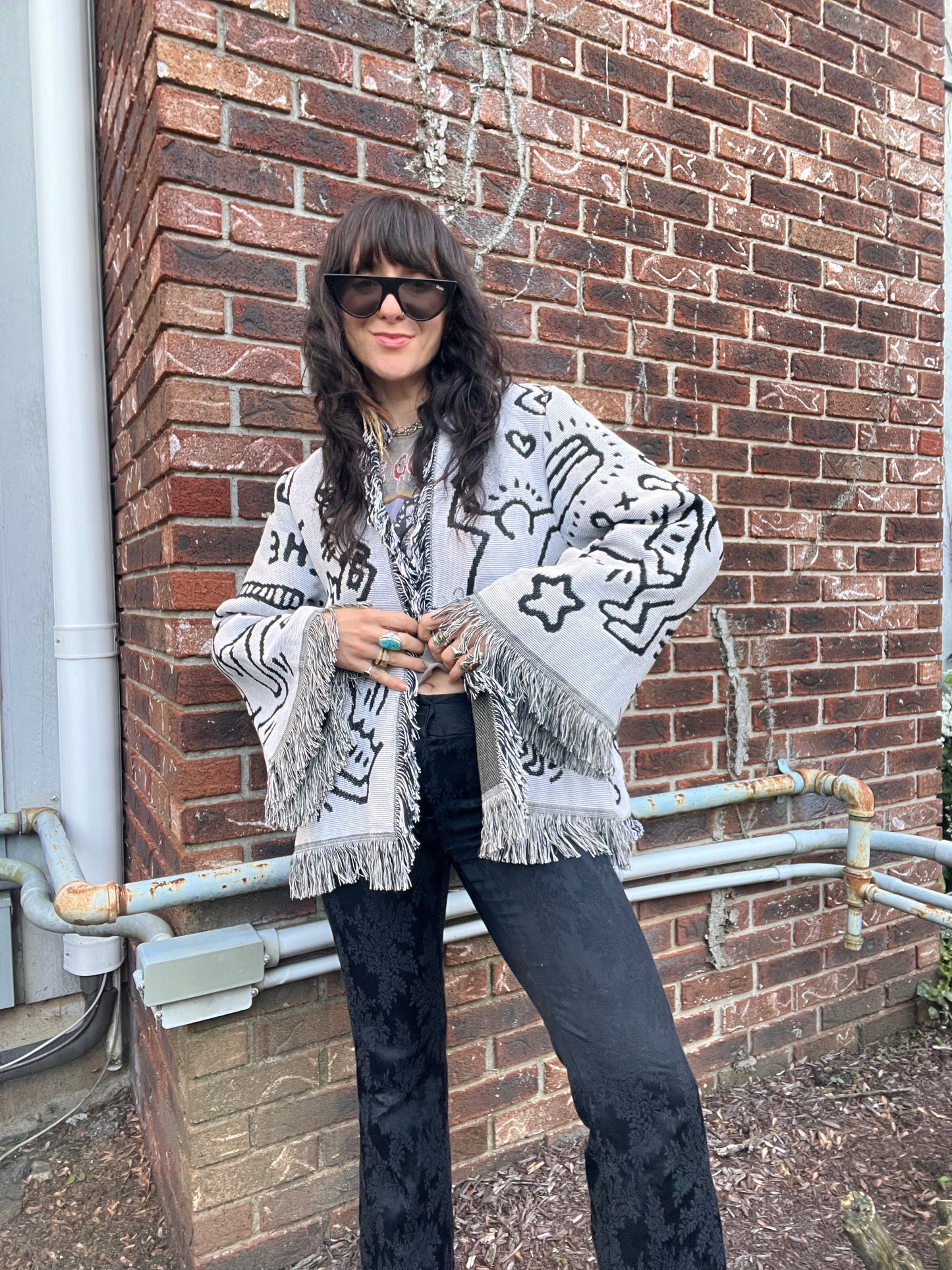 Keith Haring Fringe Blanket Cardigan - L/XL