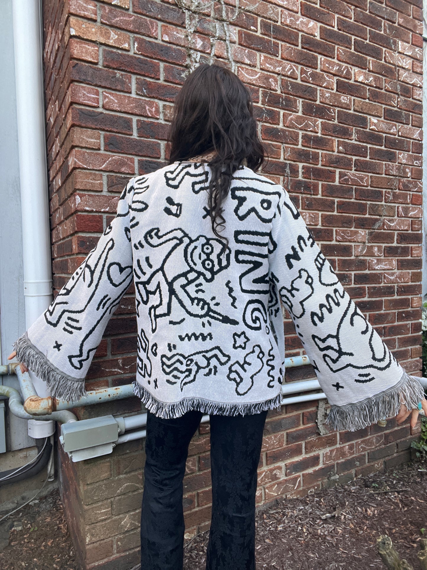 Keith Haring Fringe Blanket Cardigan - L/XL