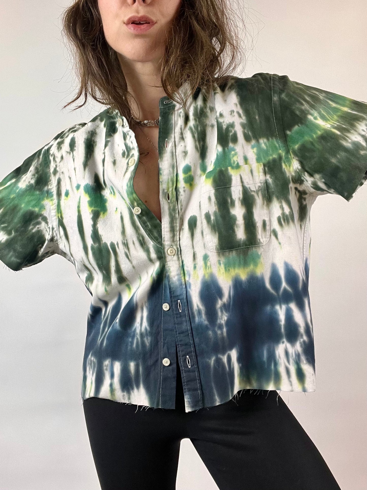 The Tie Dye Crop Button Down - Medium