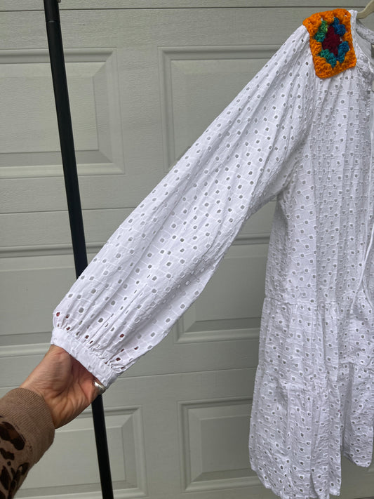 Crochet Patch Eyelet Dress - 14