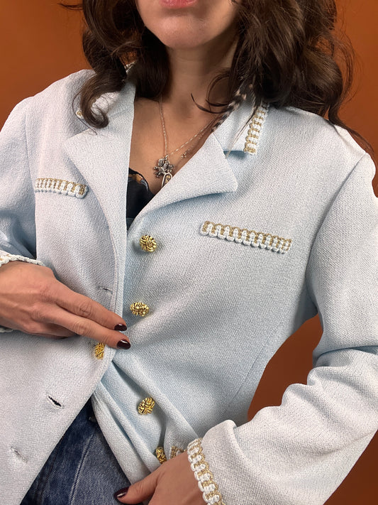 Gold Trim Sweater Cardigan - L