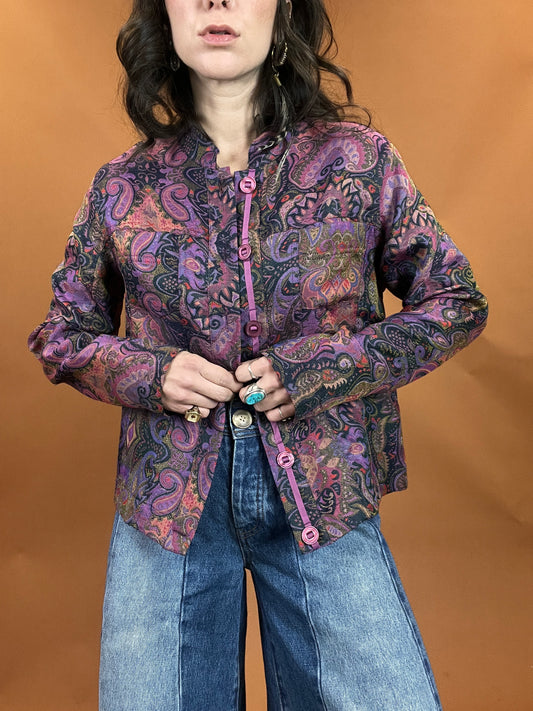 Purple Haze Paisley Printed Jacket - M