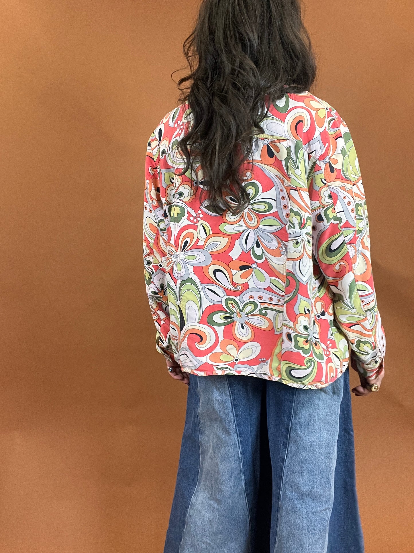 60s Abstract Floral Printed Jacket - XL