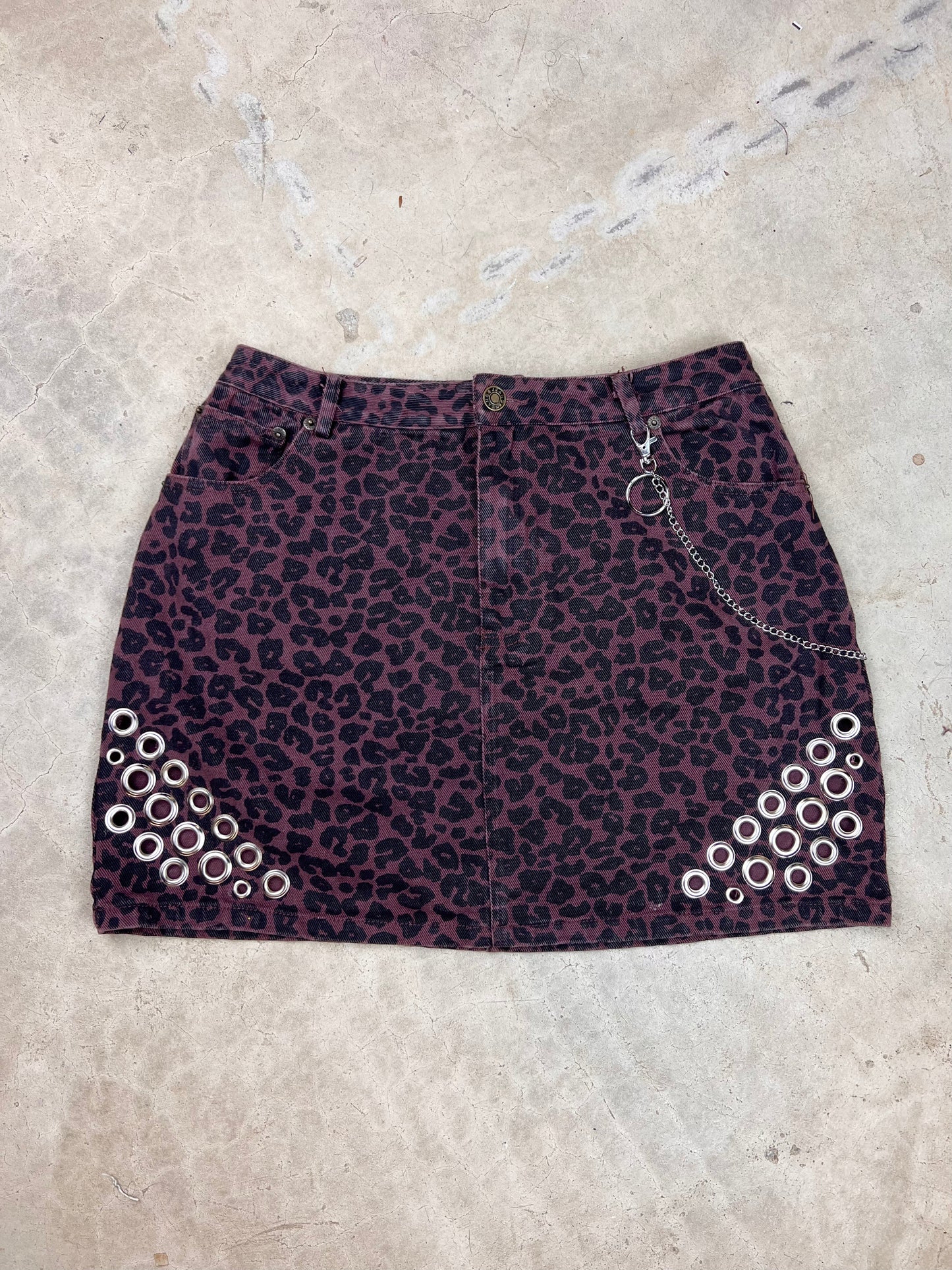 The Grommet Leopard Mini Skirt - L / 29"