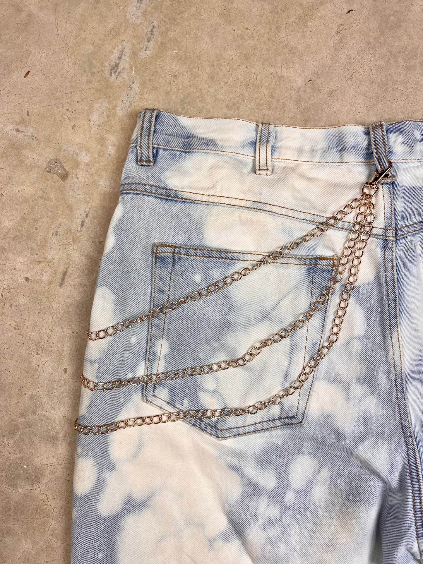 The Bleached Marbled Denim Shorts - 38"
