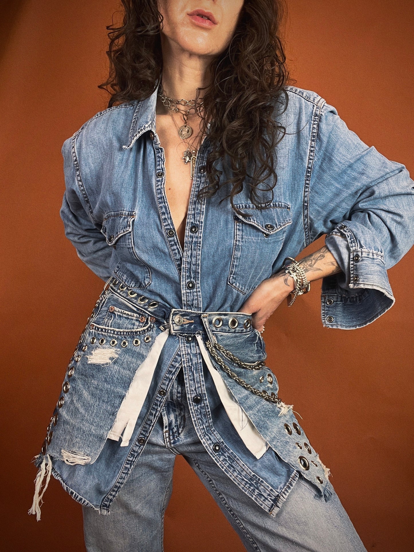 The Bedazzled Denim Tool Belt - 29"