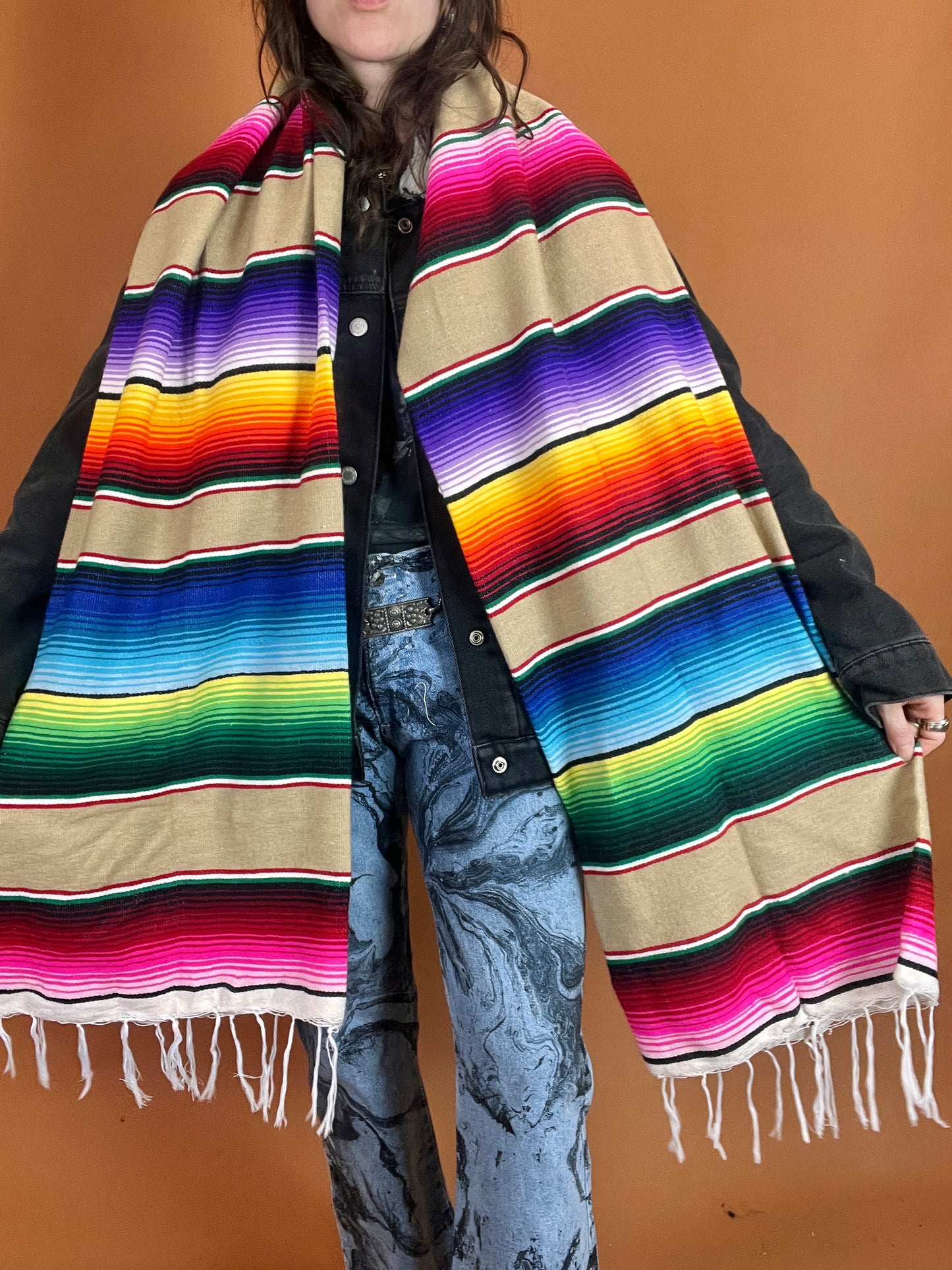The Serape Blanket Scarf - Tan