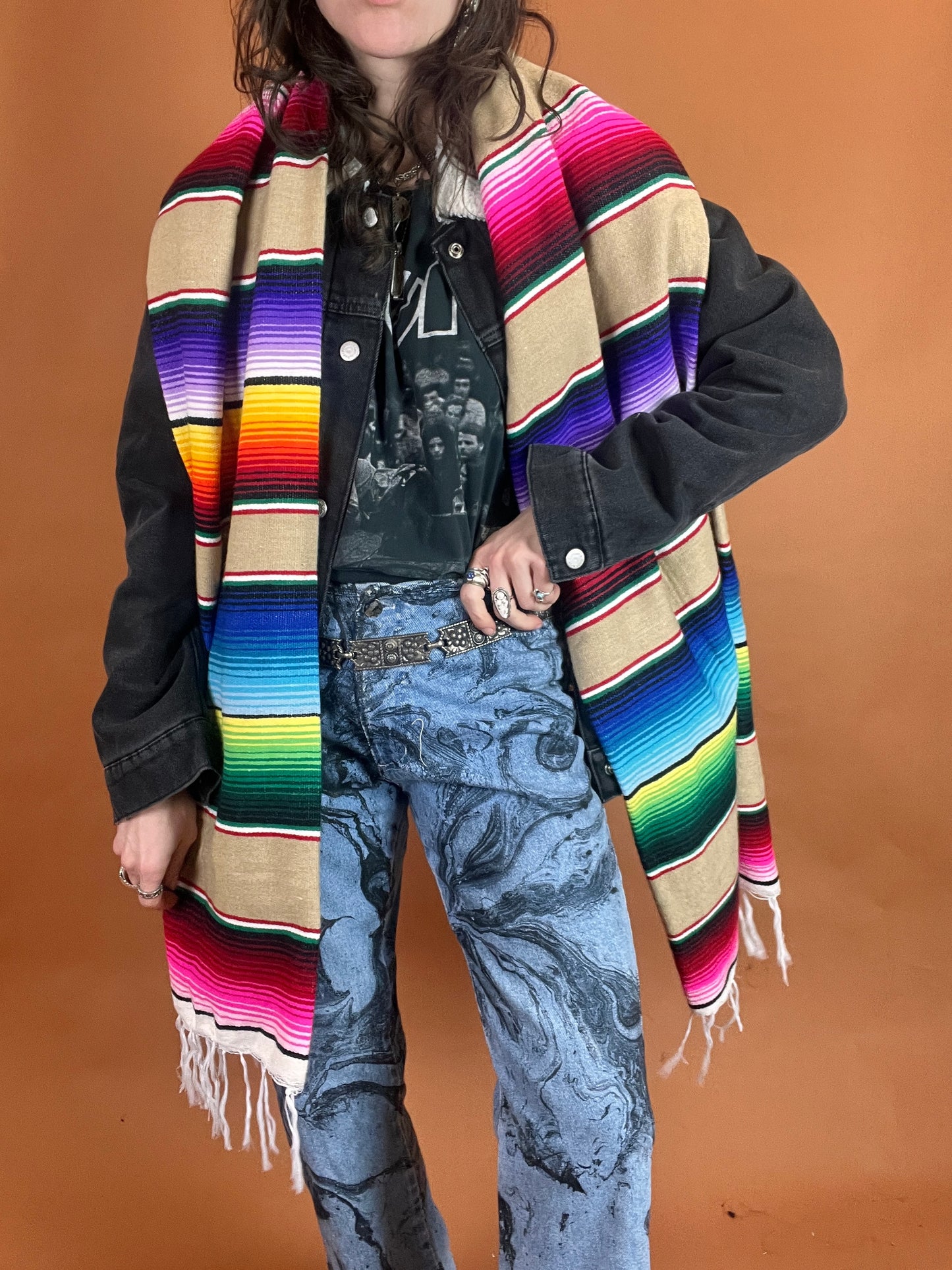The Serape Blanket Scarf - Tan
