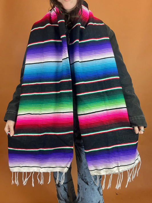 The Serape Blanket Scarf - Black