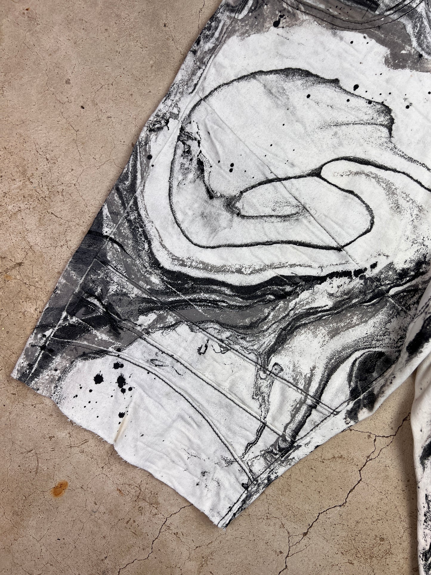 Marbled Moto Denim Shorts - 38"