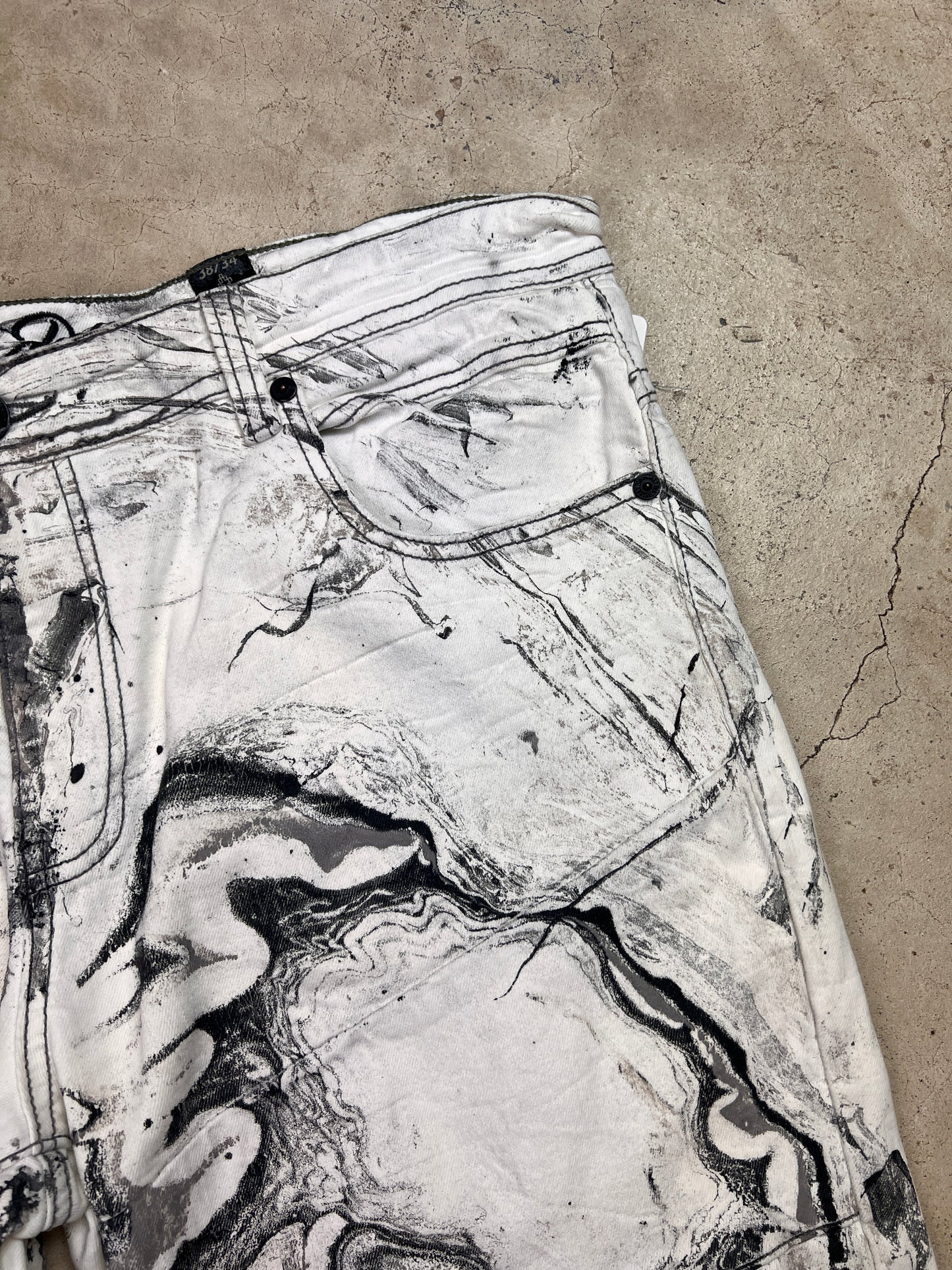 Marbled Moto Denim Shorts - 38"