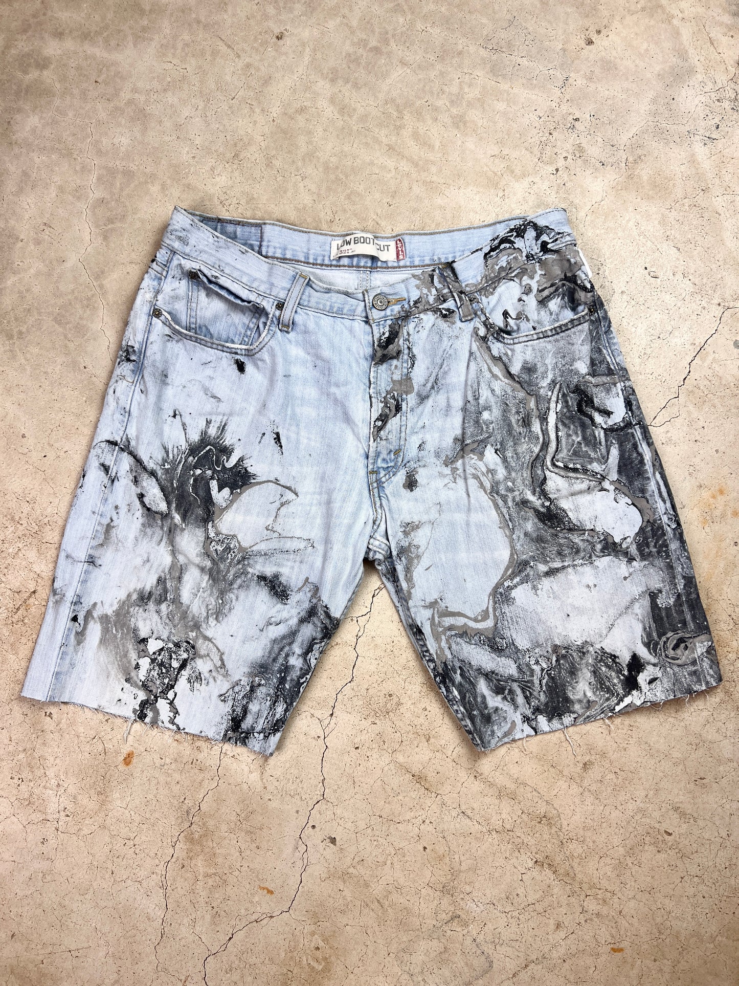 Marbled Denim Shorts - 36"