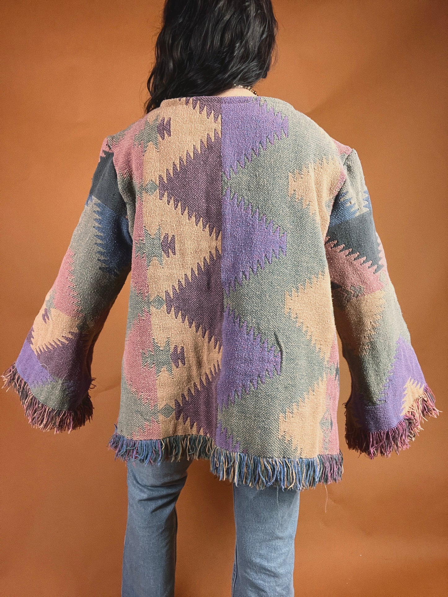Southwest Fringe Blanket Cardigan - M/L
