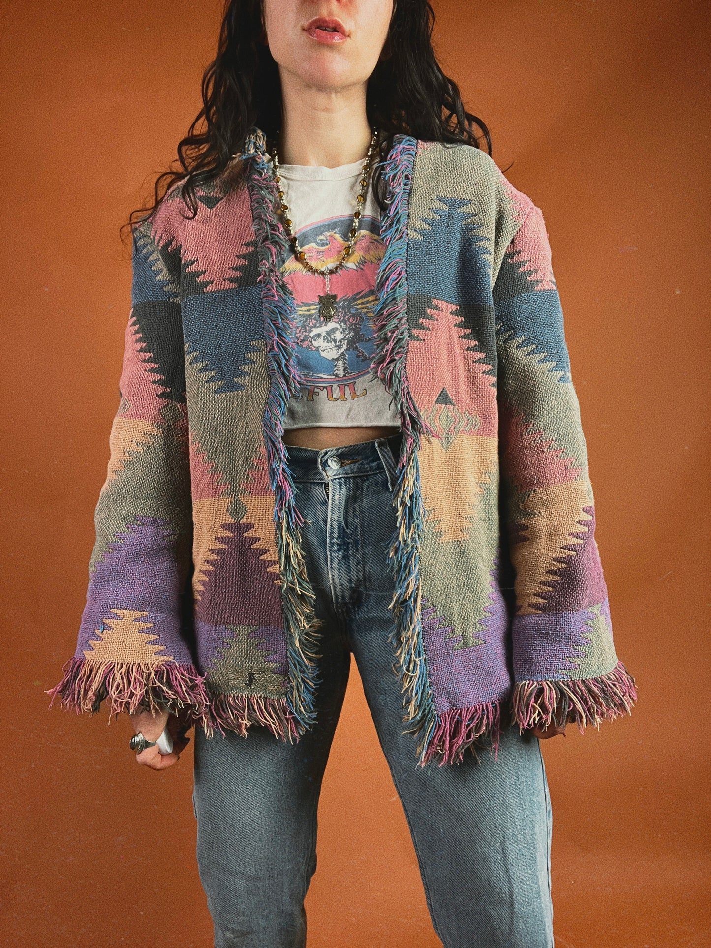 Southwest Fringe Blanket Cardigan - M/L