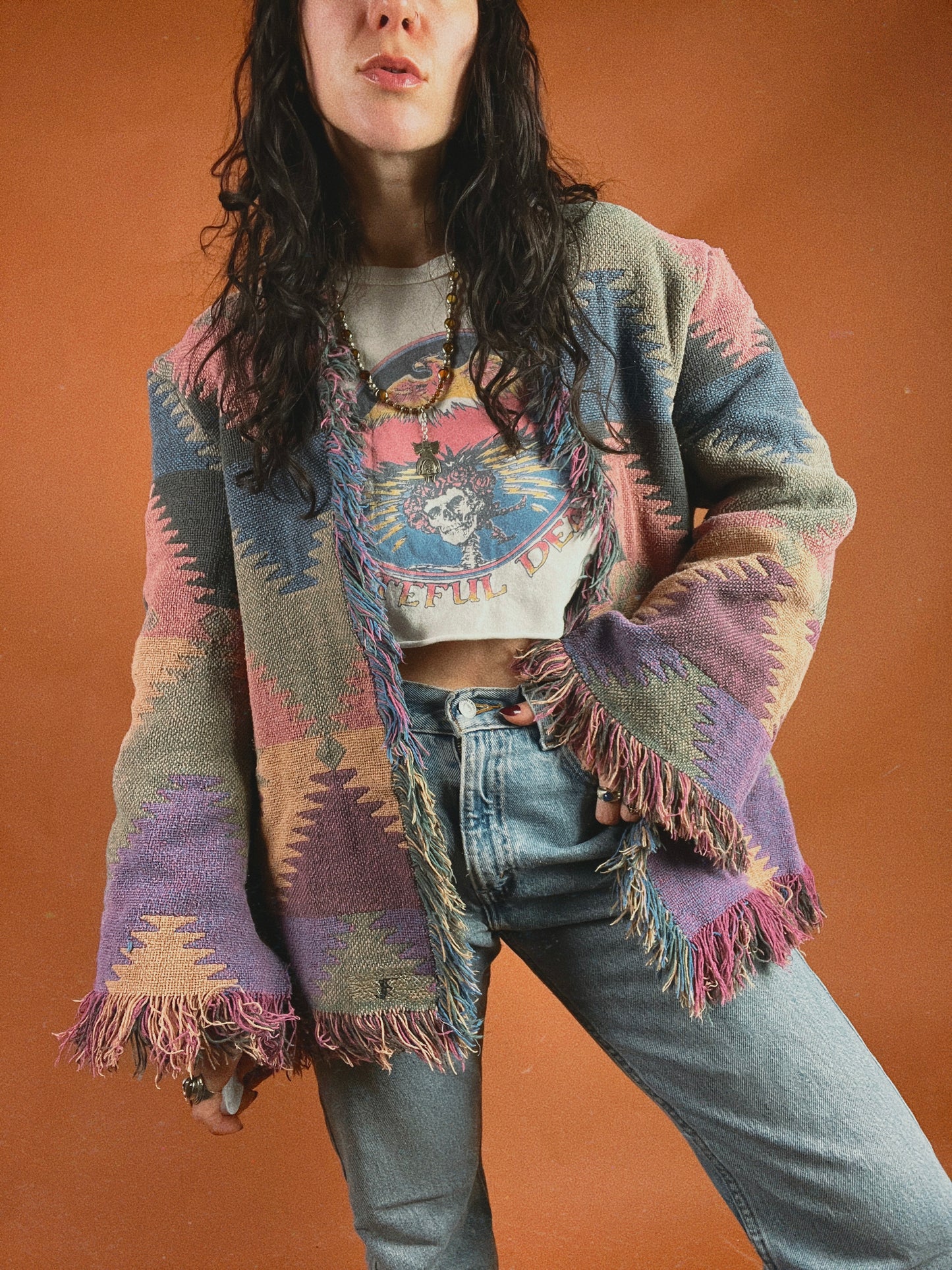 Southwest Fringe Blanket Cardigan - M/L