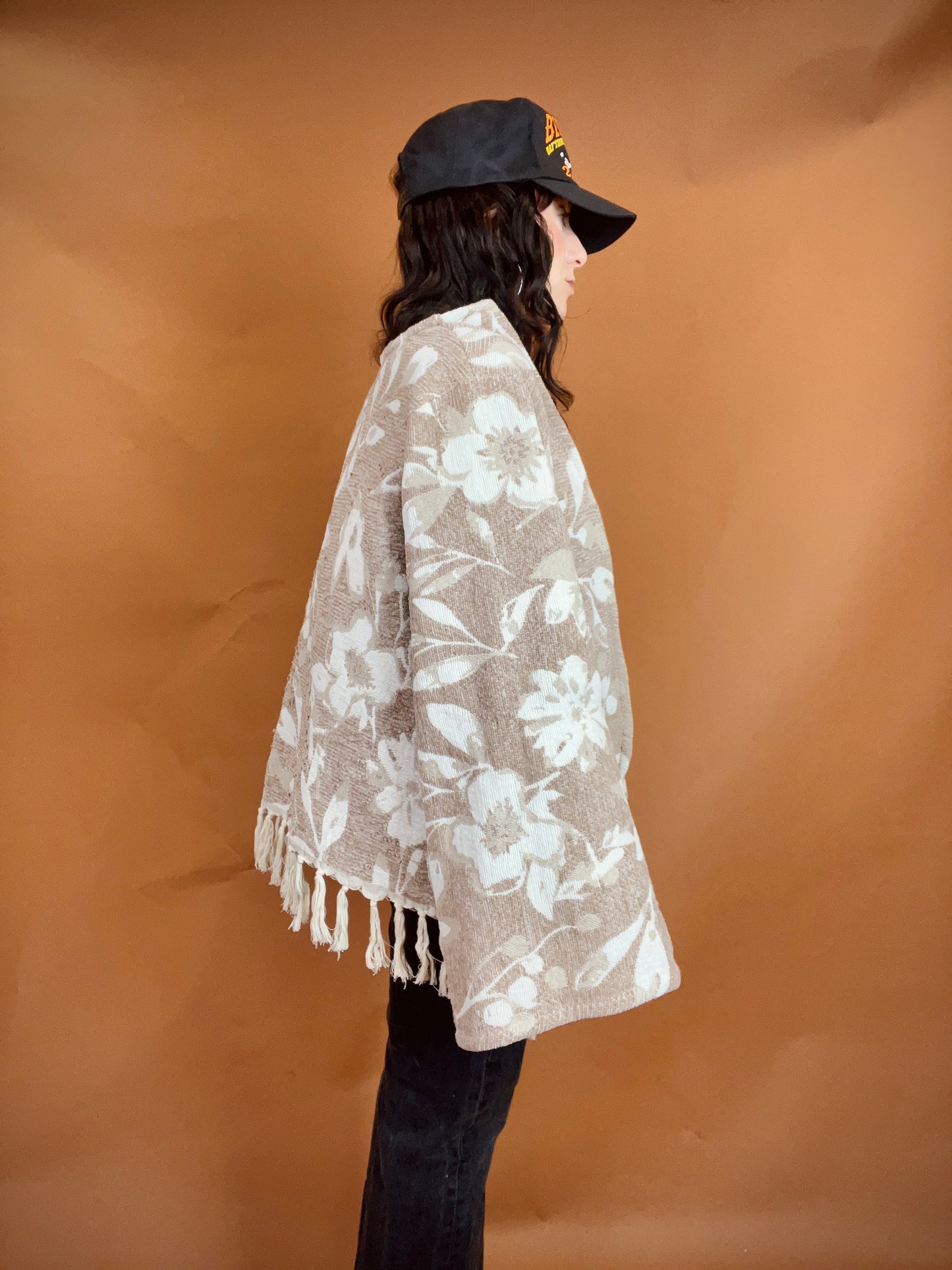 Floral Fringe Blanket Cardigan - XL/XXL