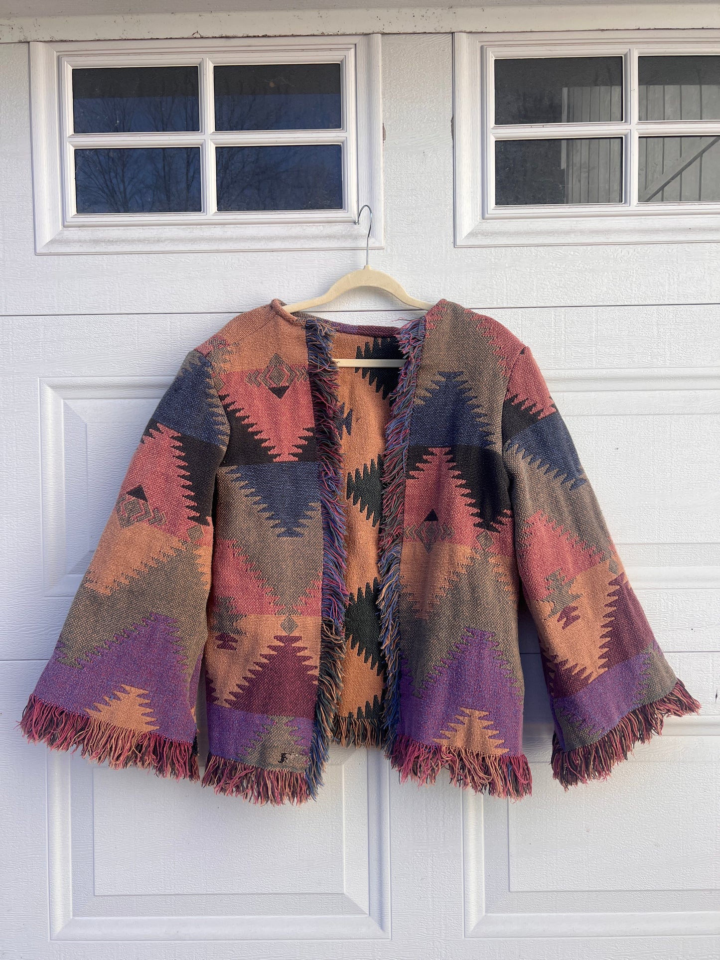 Southwest Fringe Blanket Cardigan - M/L