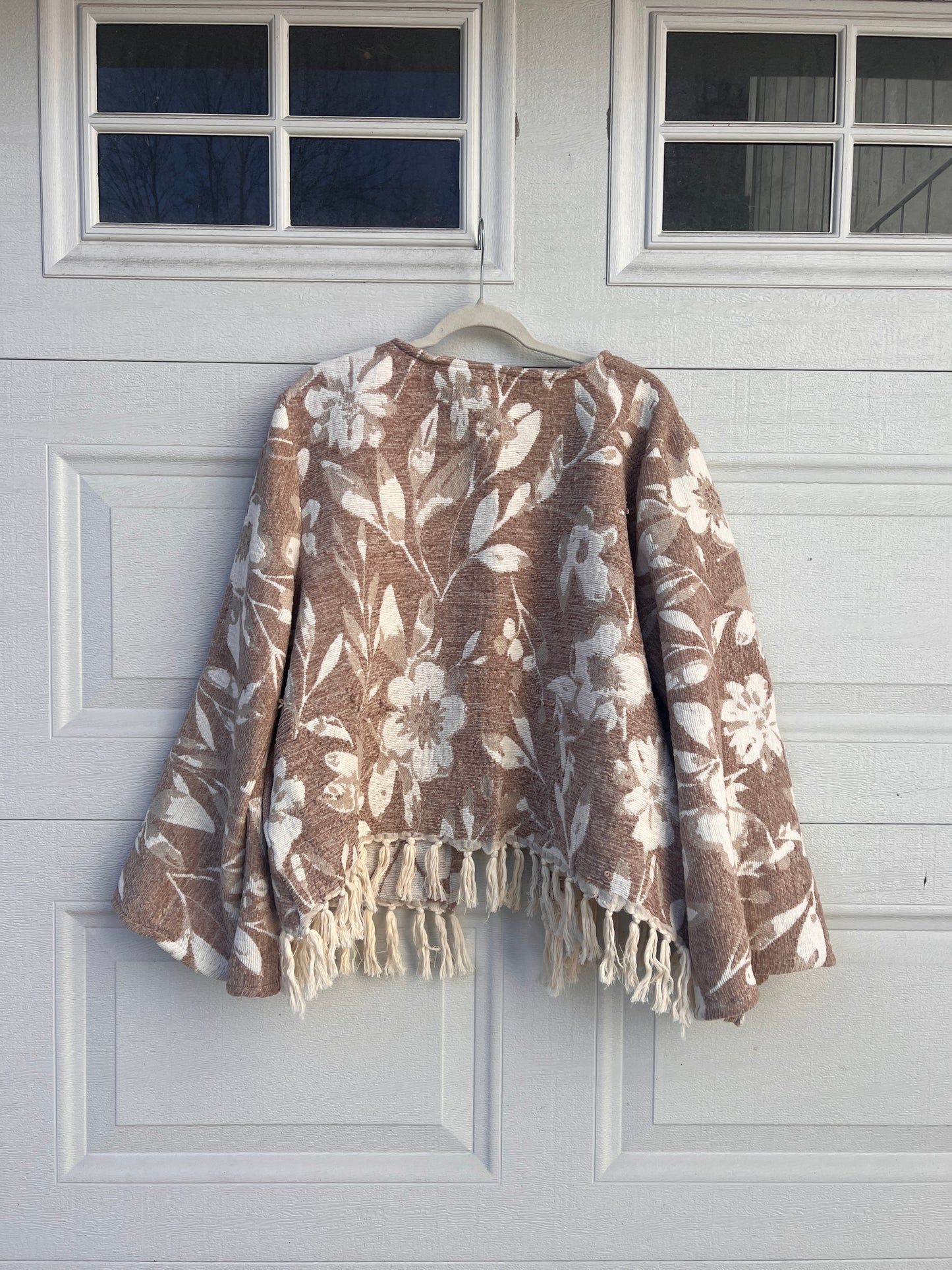 Floral Fringe Blanket Cardigan - XL/XXL