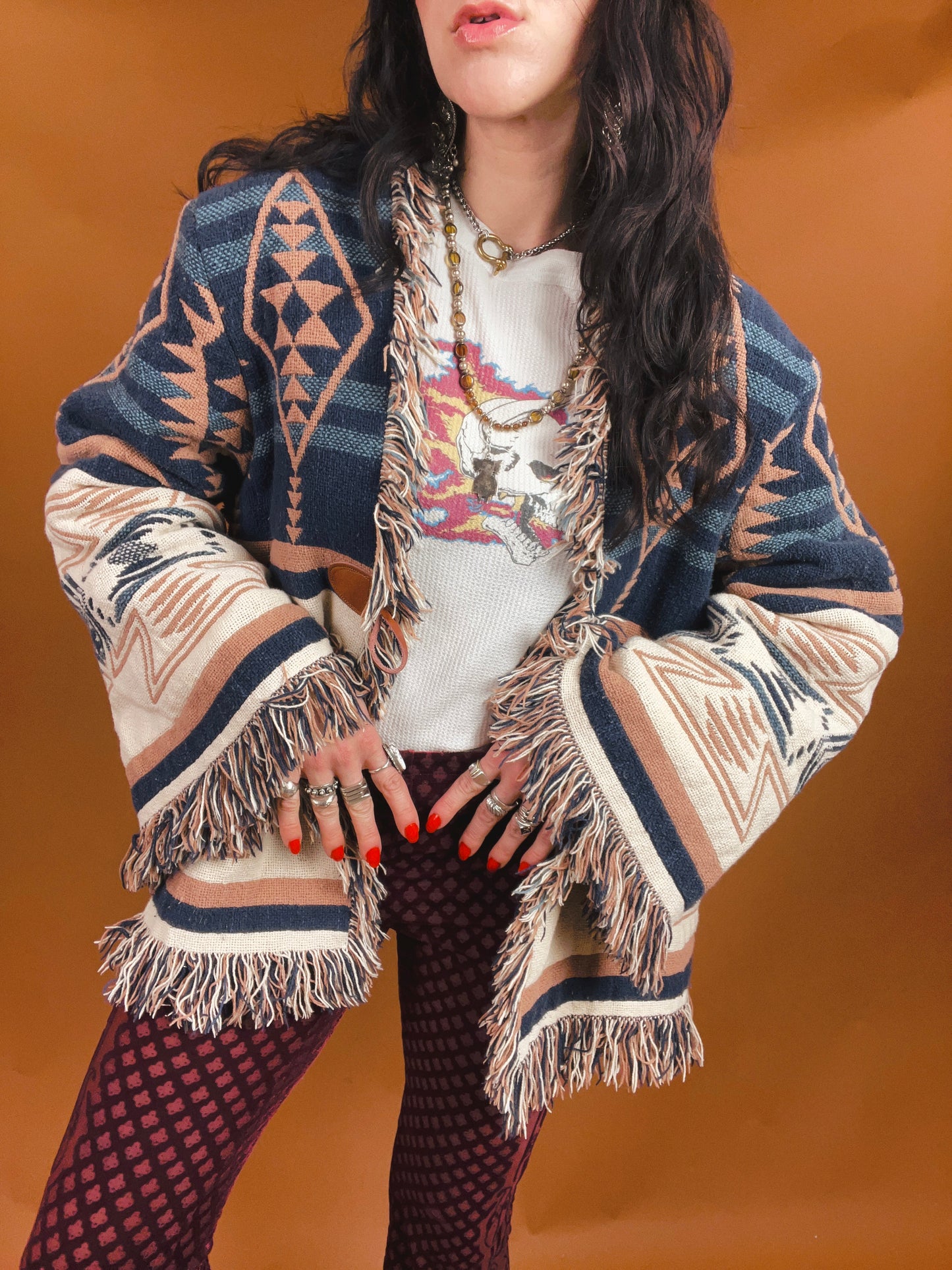 Southwest Fringe Blanket Cardigan - L/XL
