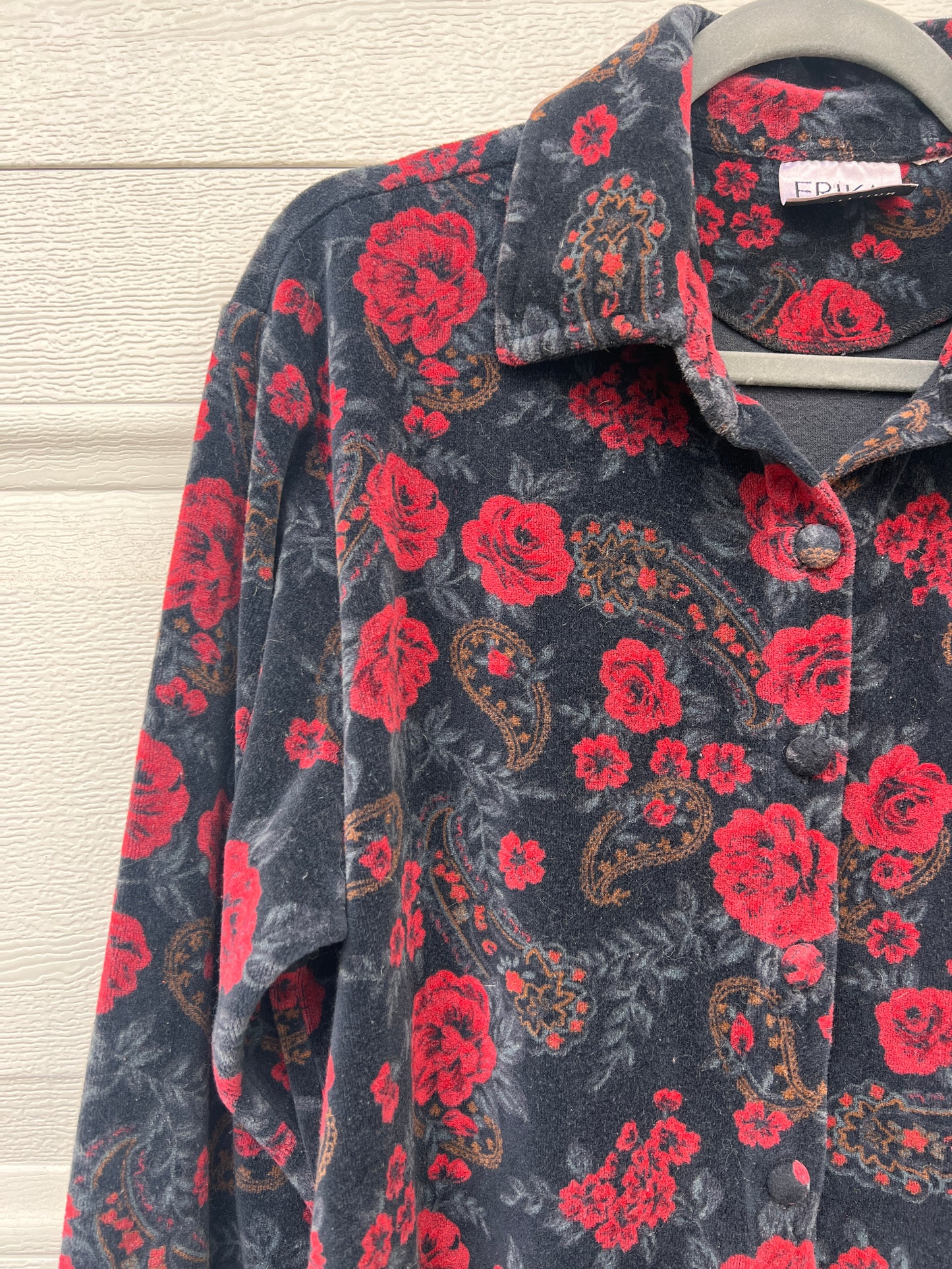 Velour Floral Paisley Button Down - XL