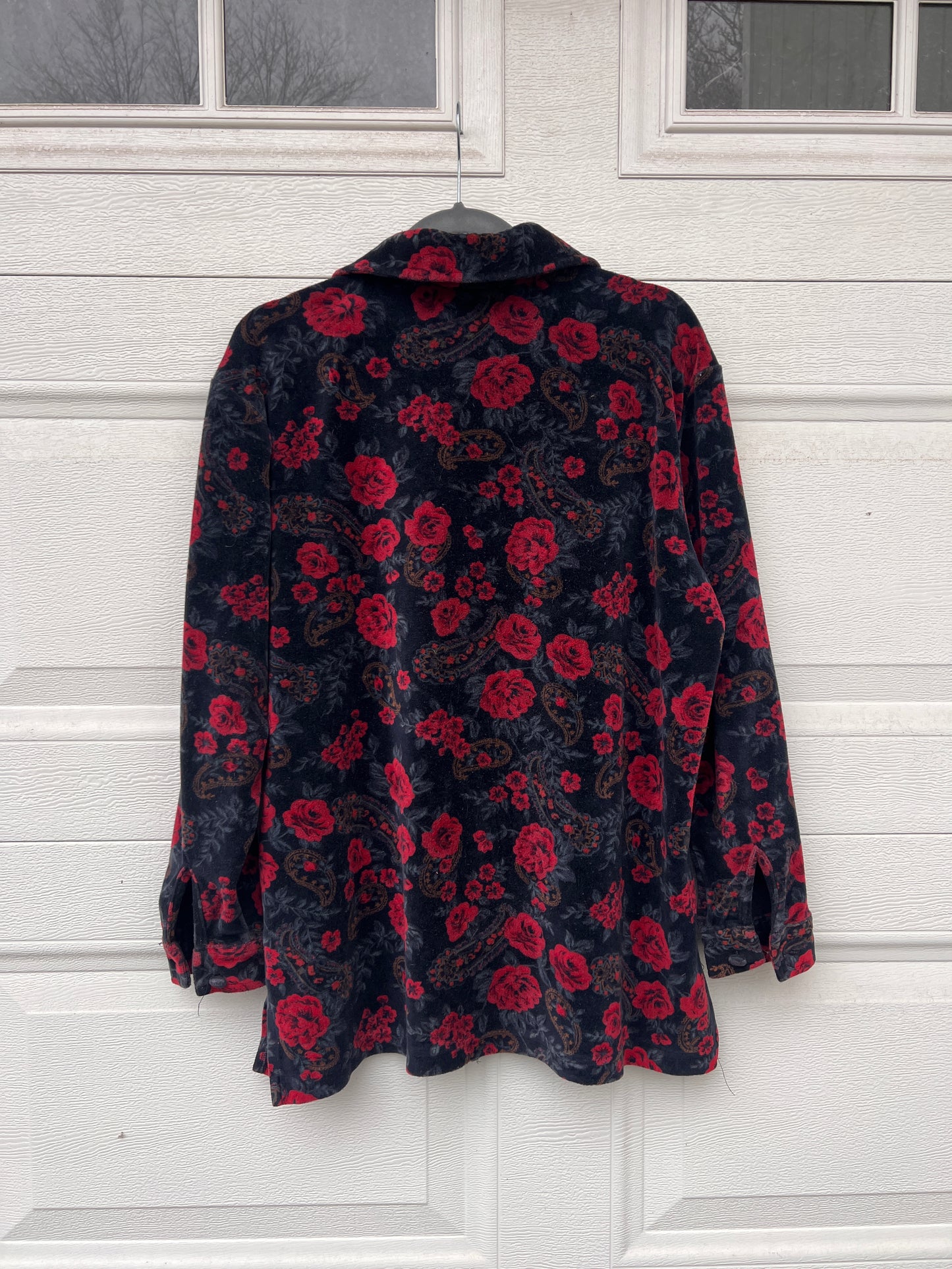 Velour Floral Paisley Button Down - XL