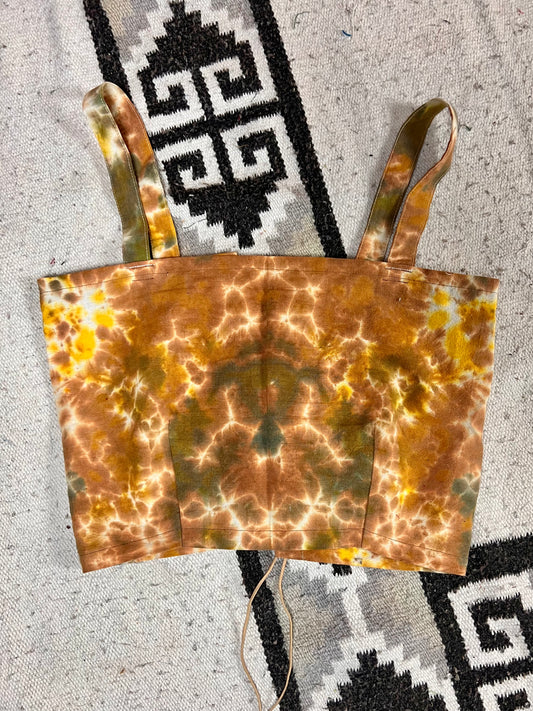 The Lace Up Reversible Crop Top - Tan