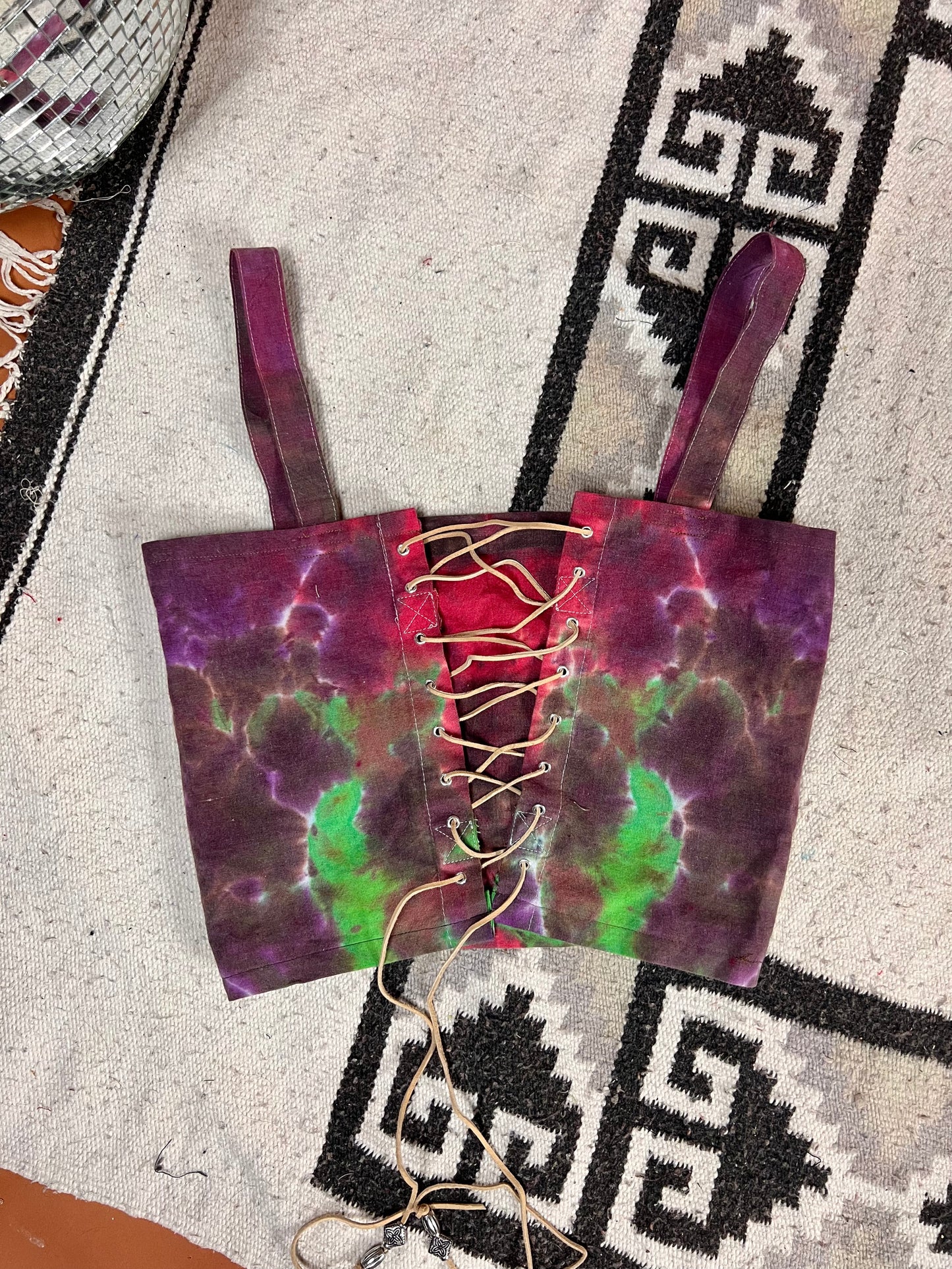 The Lace Up Reversible Crop Top - Purple