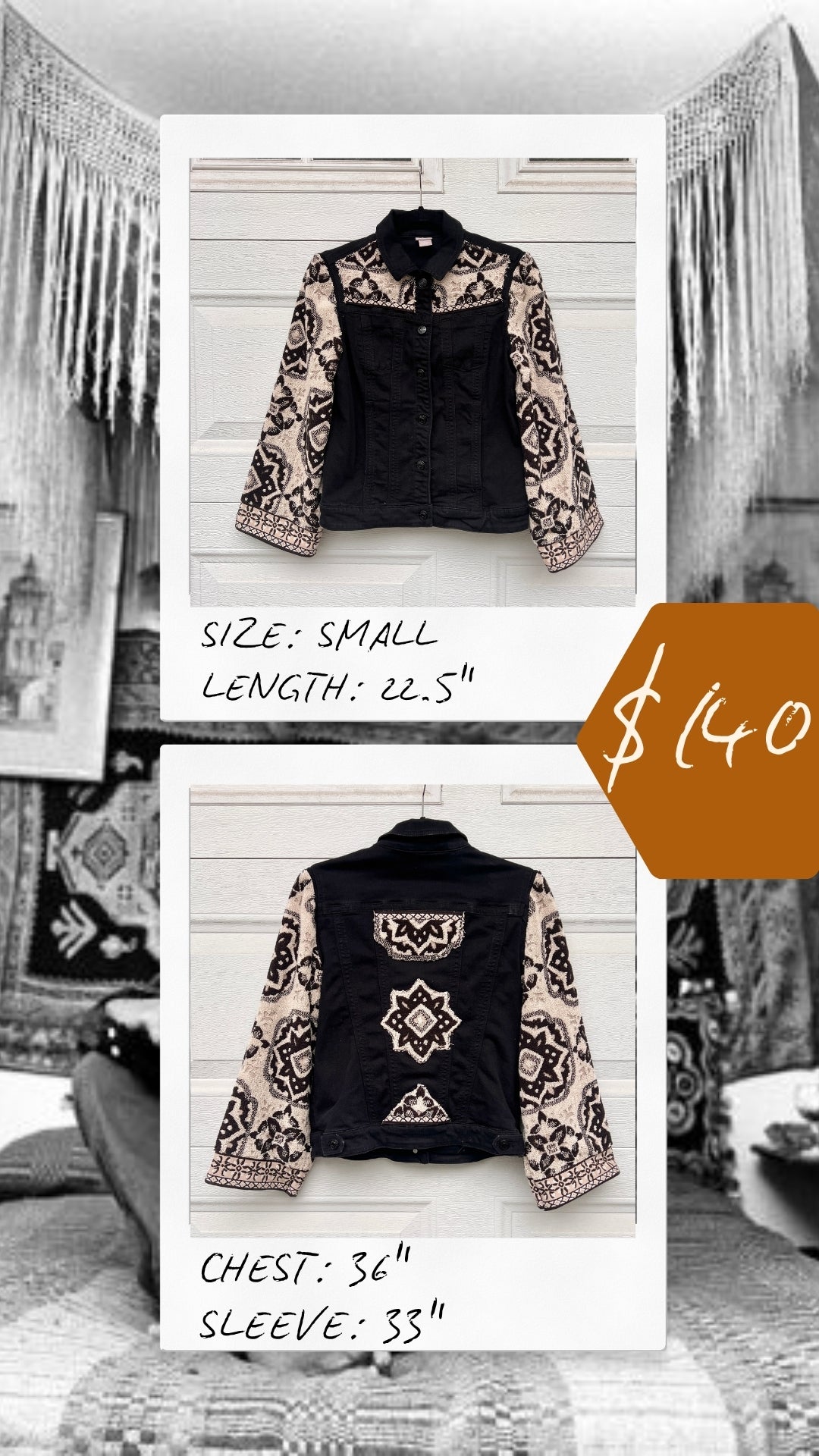Towel Patchwork Denim Jacket - Small