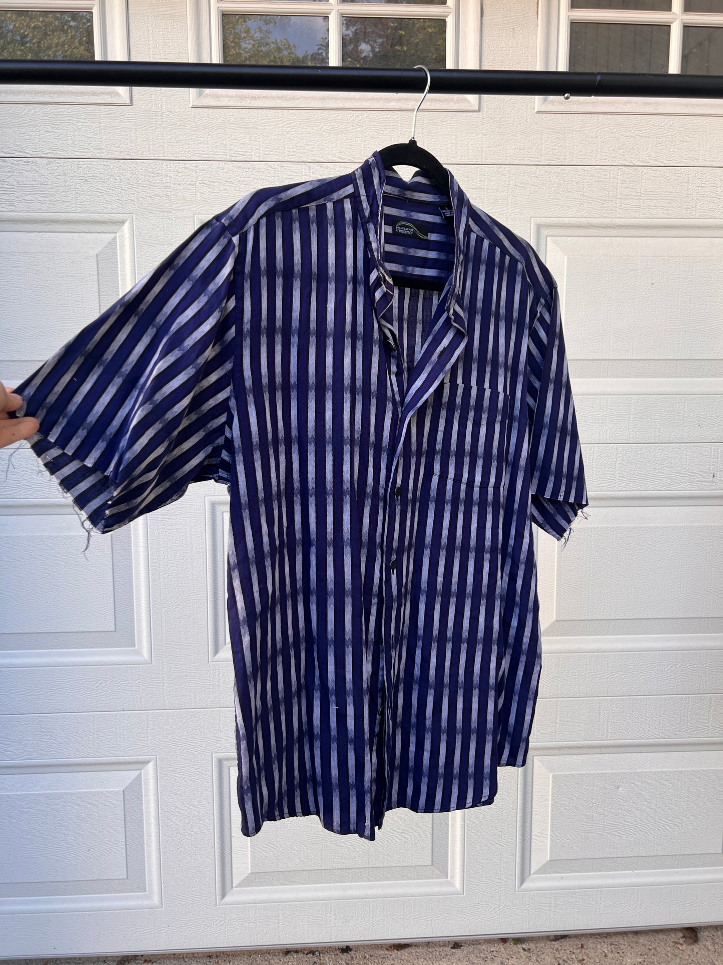 Reworked Boho Striped Button Down - L