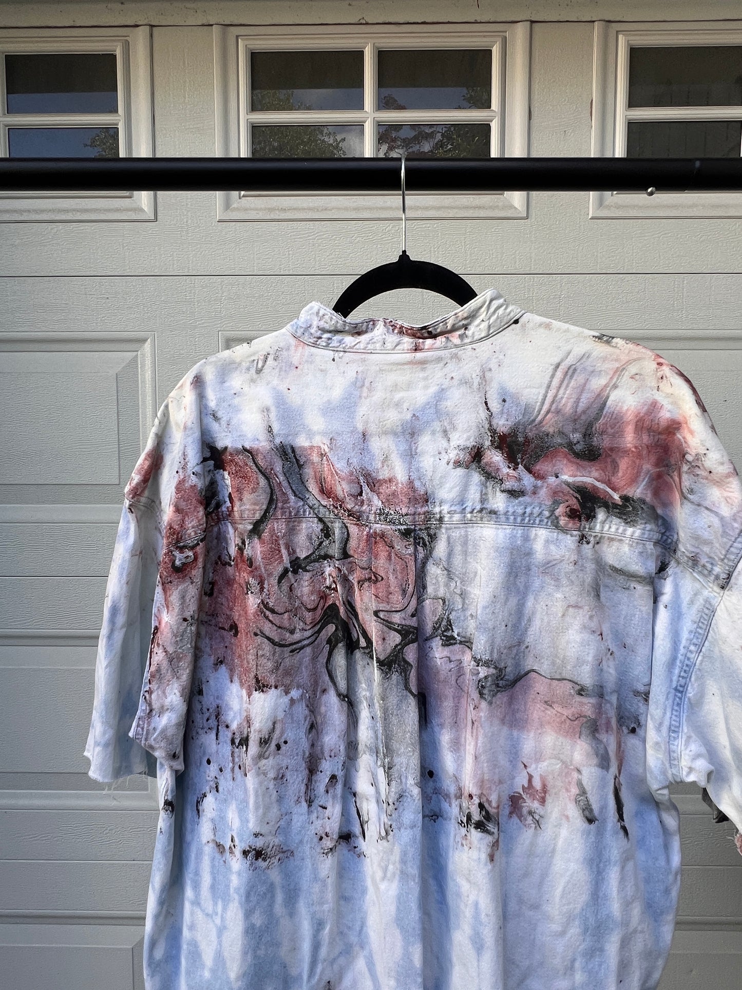 Bleached & Marbled Denim Shirt - XXL