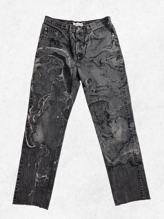 The Marbled Black Jeans - 33"
