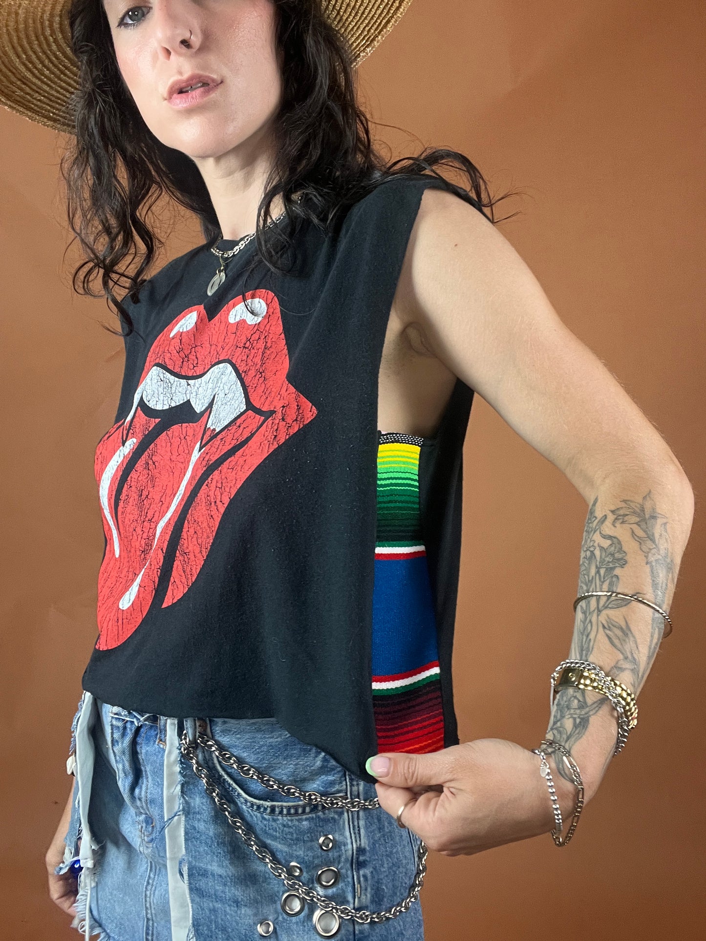 Rolling Stones Serape Stripe Crop Top - M