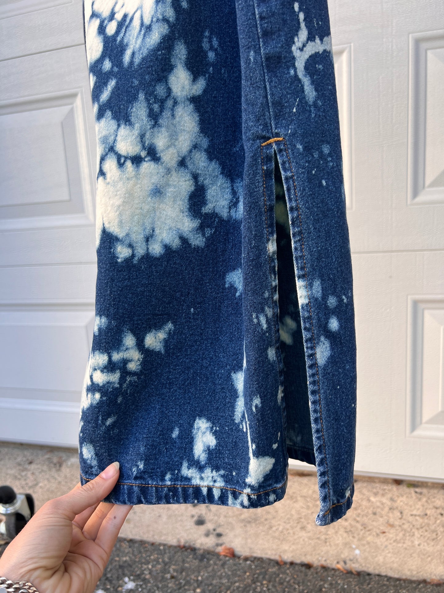 Bleached Denim Maxi Skirt - 28"