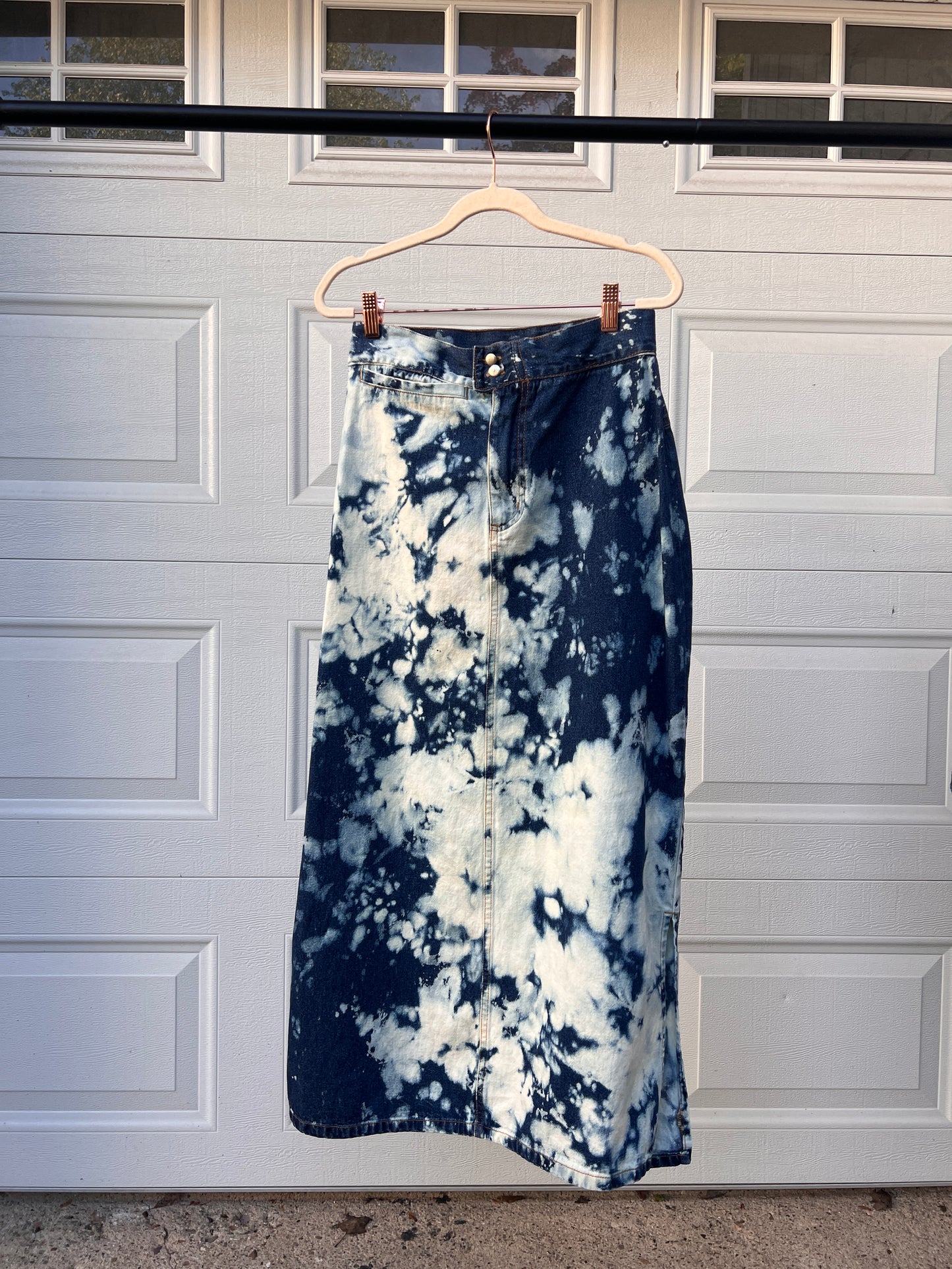 Bleached Denim Maxi Skirt - 28"