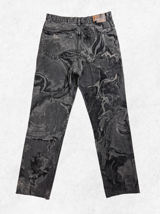 The Marbled Black Jeans - 33"