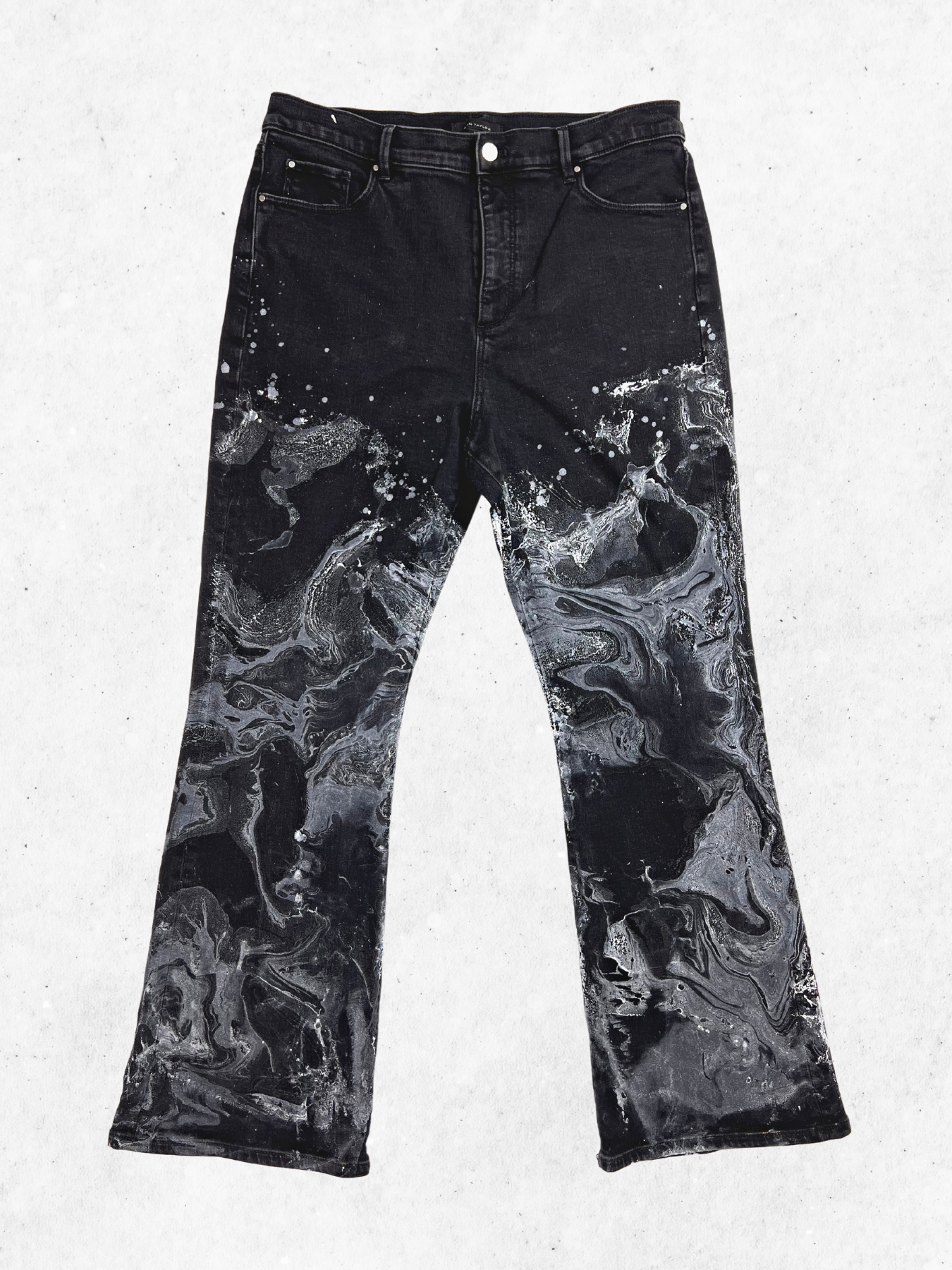 The Marbled Black Flare Jeans - 34"