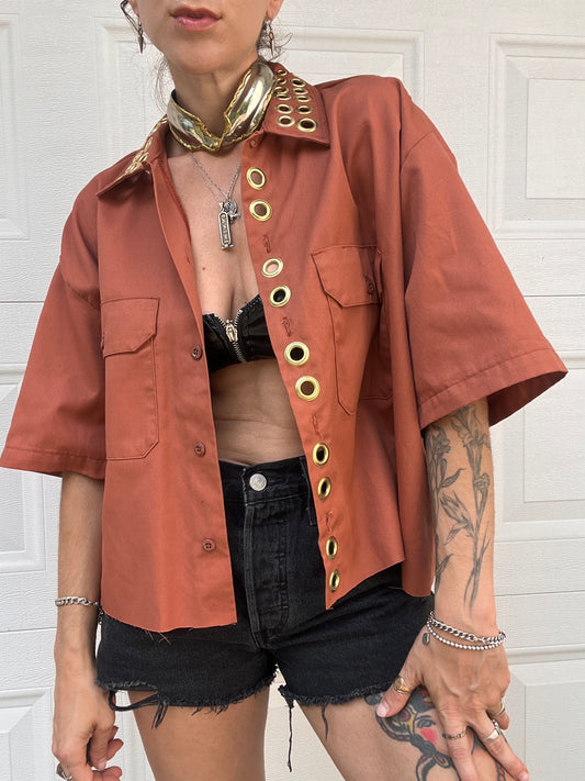 Grommet Dickies Crop Shirt - Rust - L