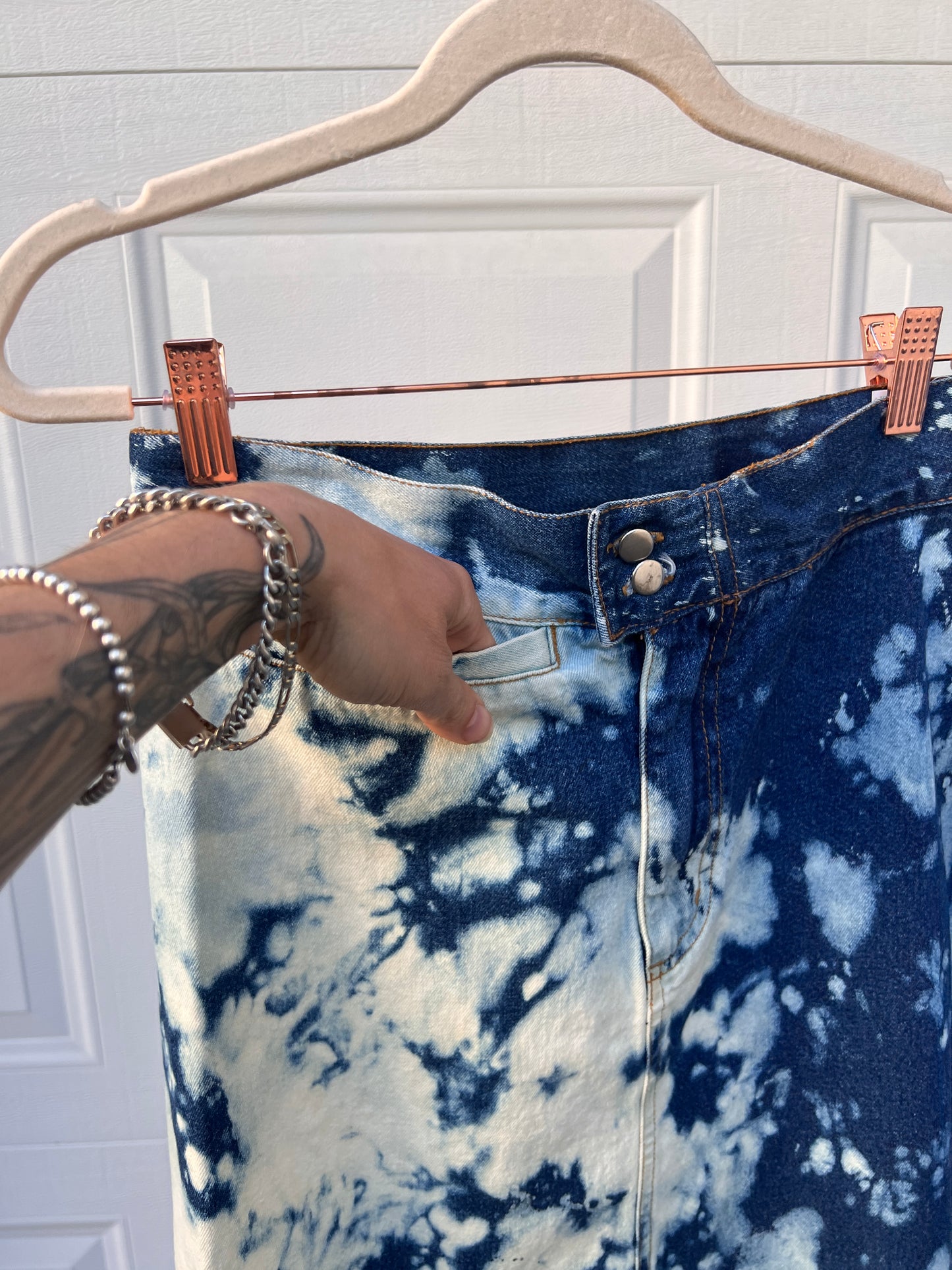 Bleached Denim Maxi Skirt - 28"