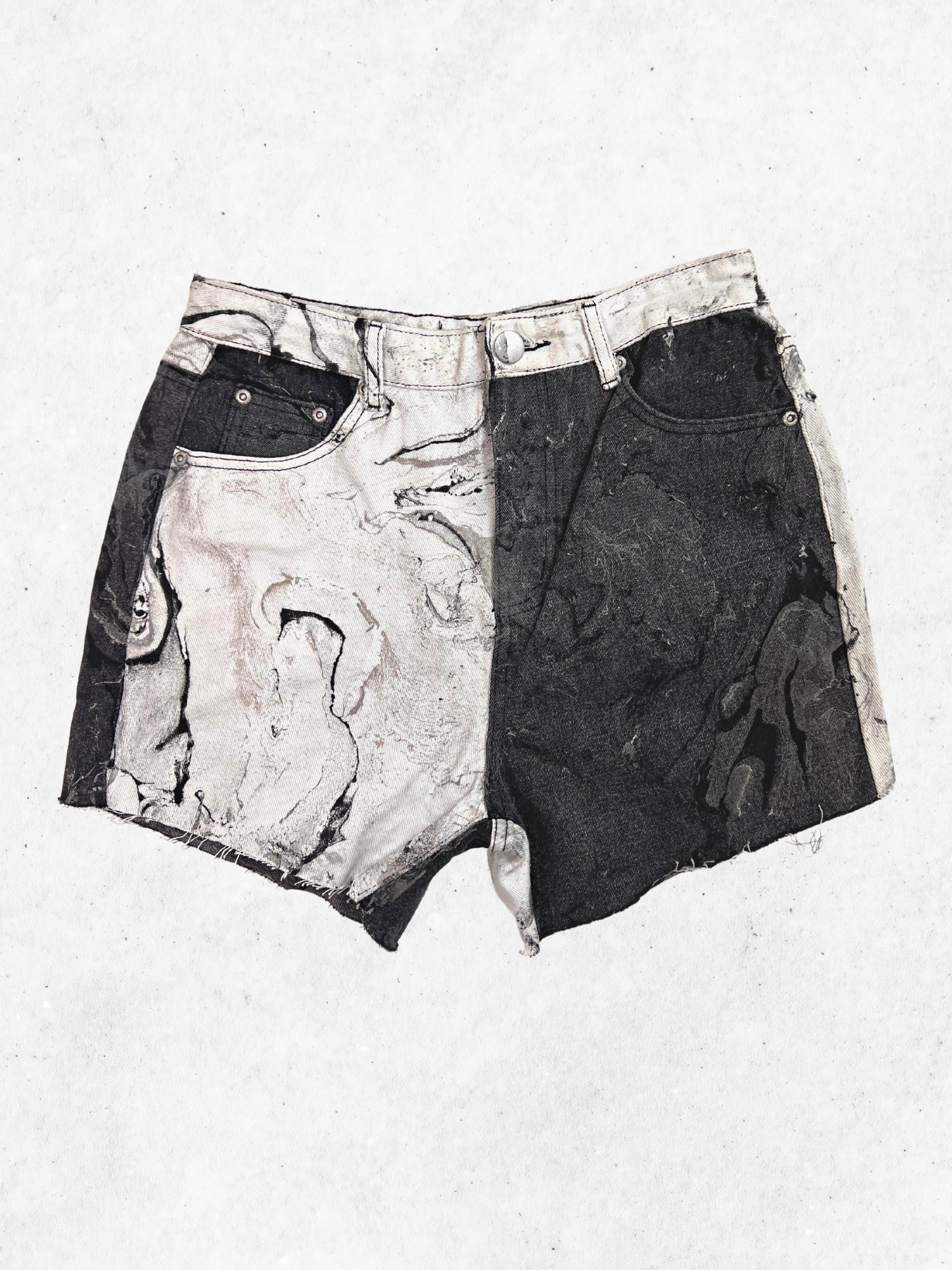 The Marbled Two Tone Denim Shorts - 29"